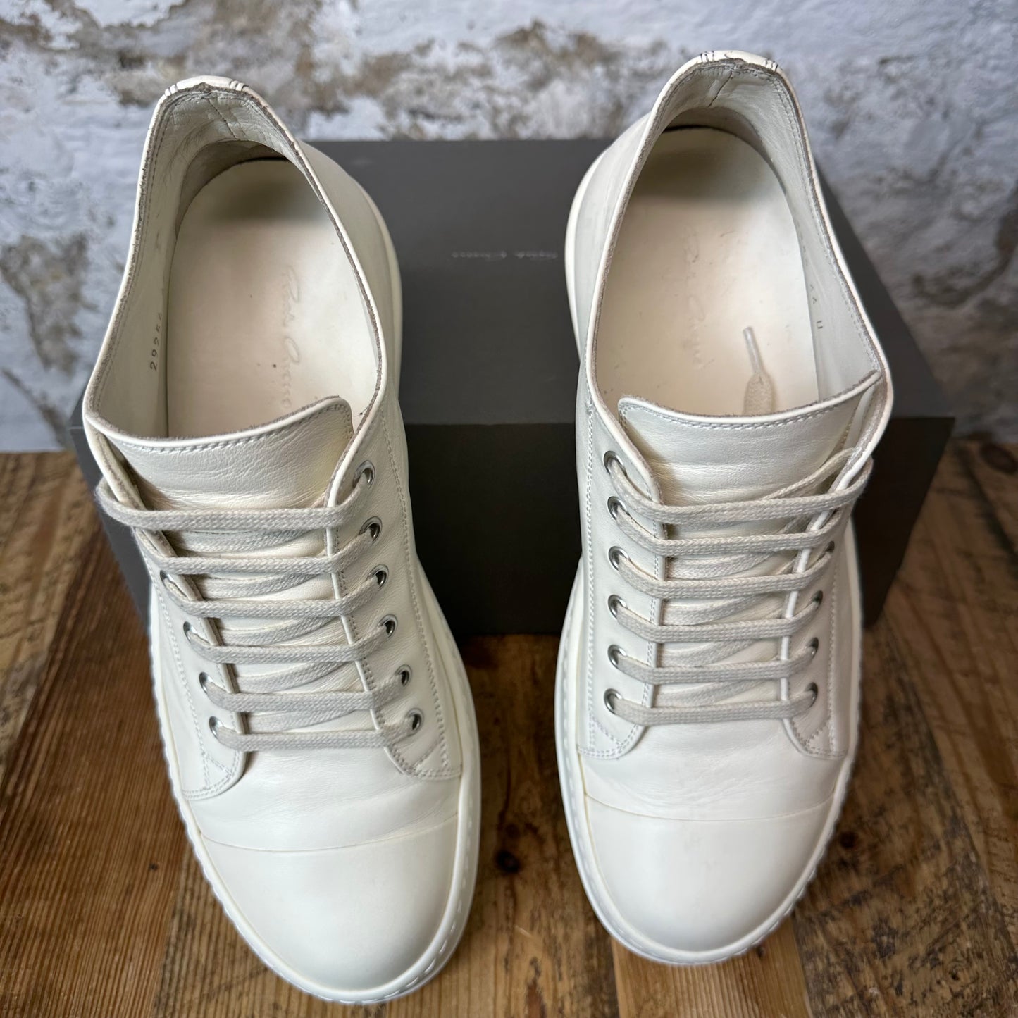 Rick Owens Triple Milk Leather Sneaker Sz 11 (44)