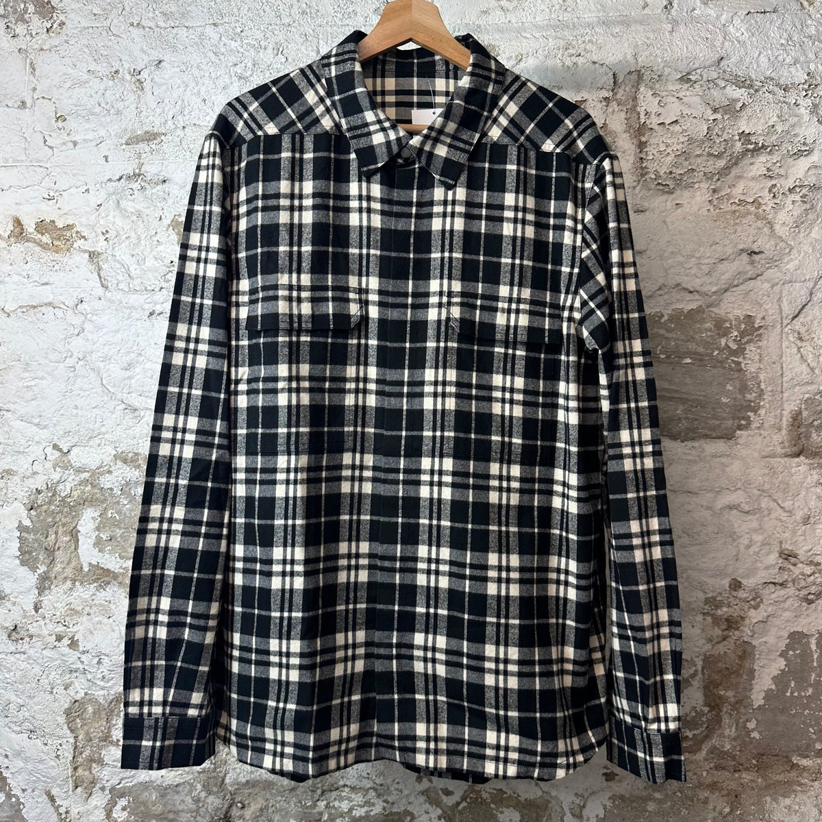 Rick Owens Black Plaid Temple Button Up Flannel Sz XL
