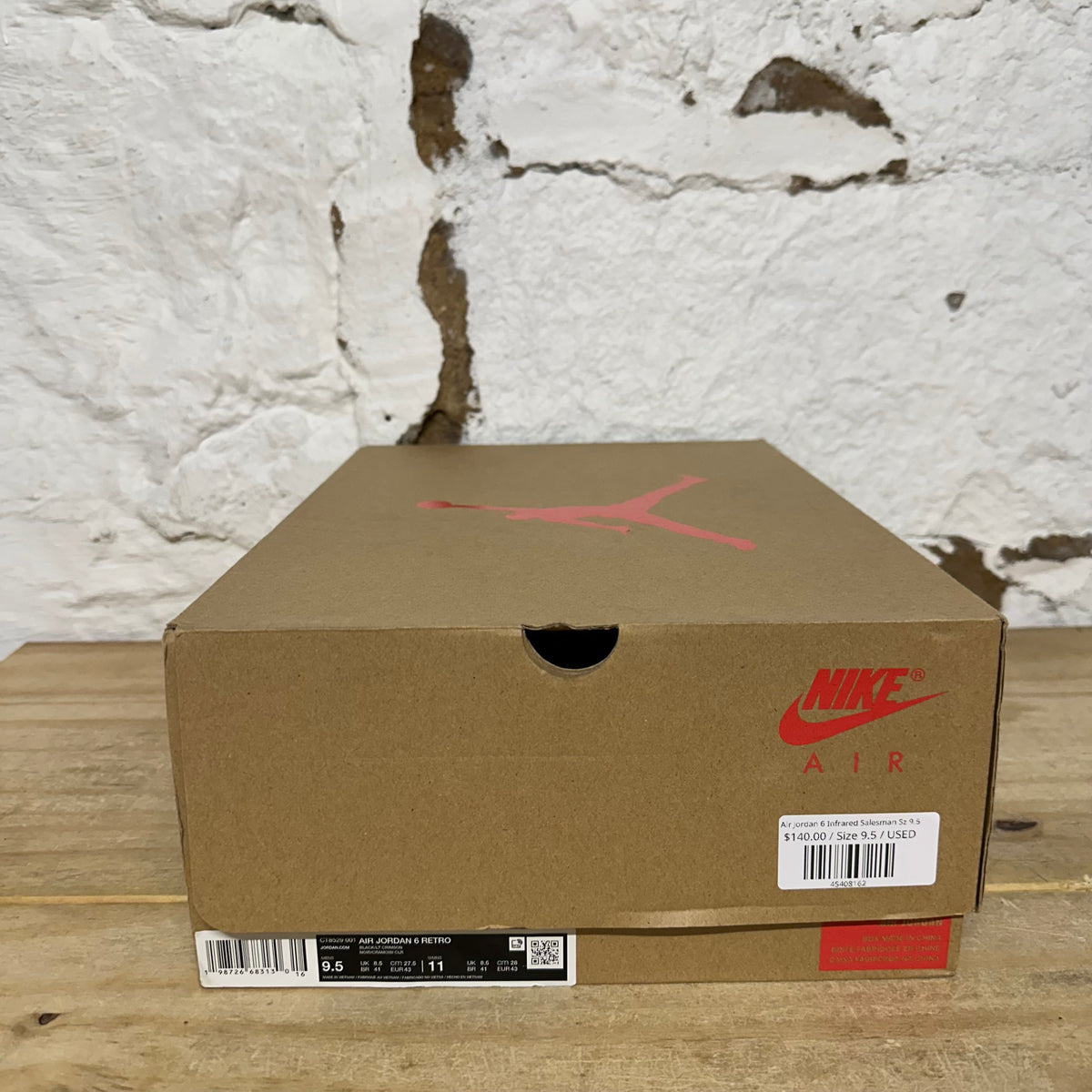 Air Jordan 6 Infrared Salesman Sz 9.5