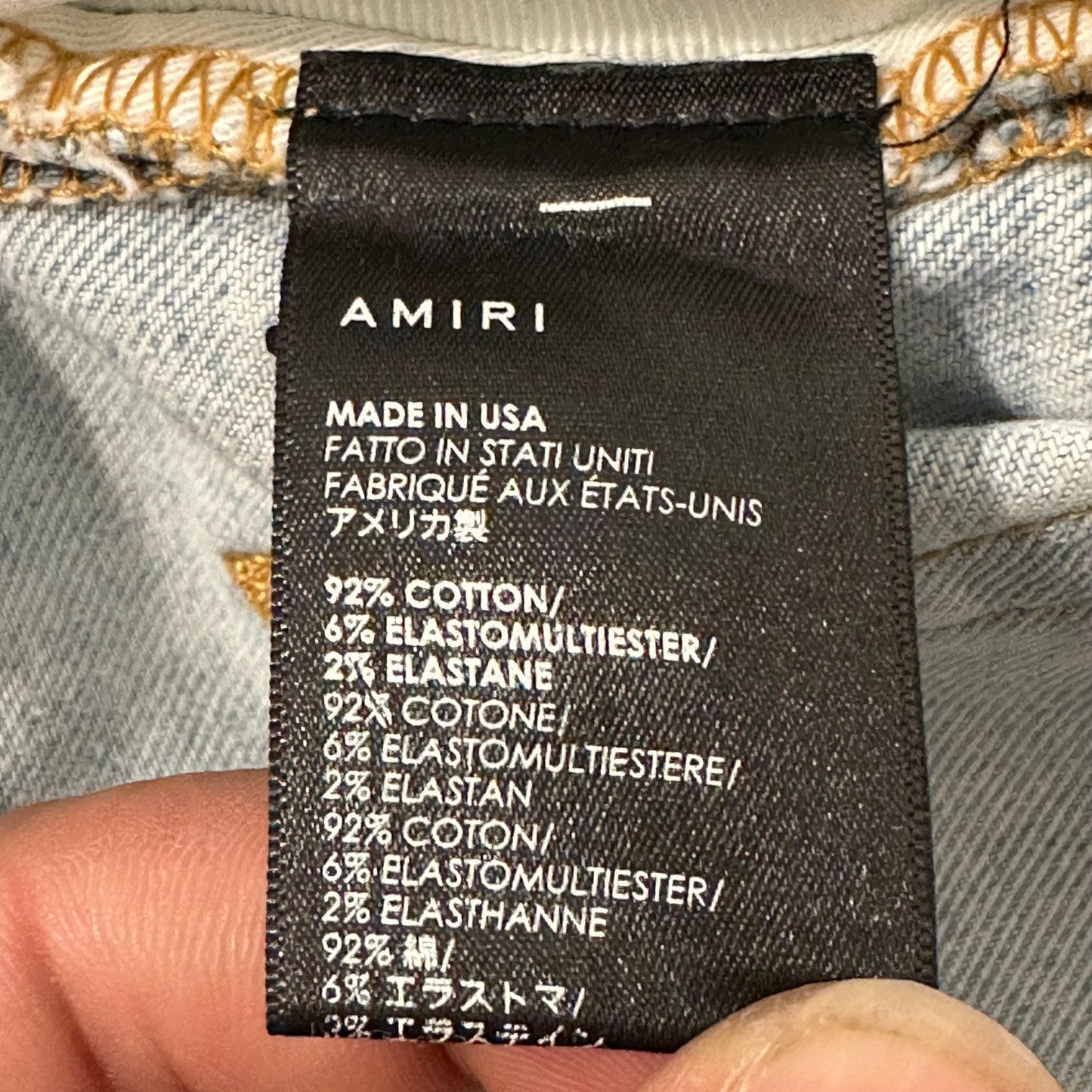Amiri Knee Rip Plain Lightwash Blue Denim Jeans Sz 32
