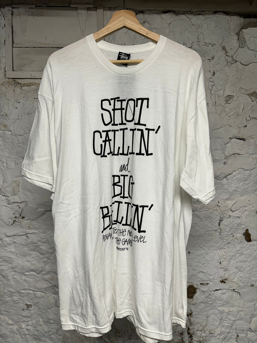 Stussy White Shot Callin T-Shirt Sz XL