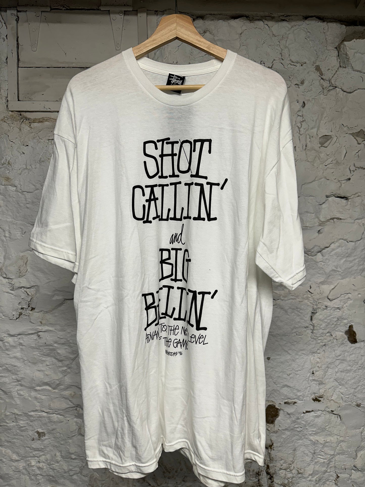 Stussy White Shot Callin T-Shirt Sz XL
