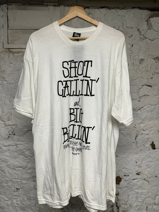Stussy White Shot Callin T-Shirt Sz XL