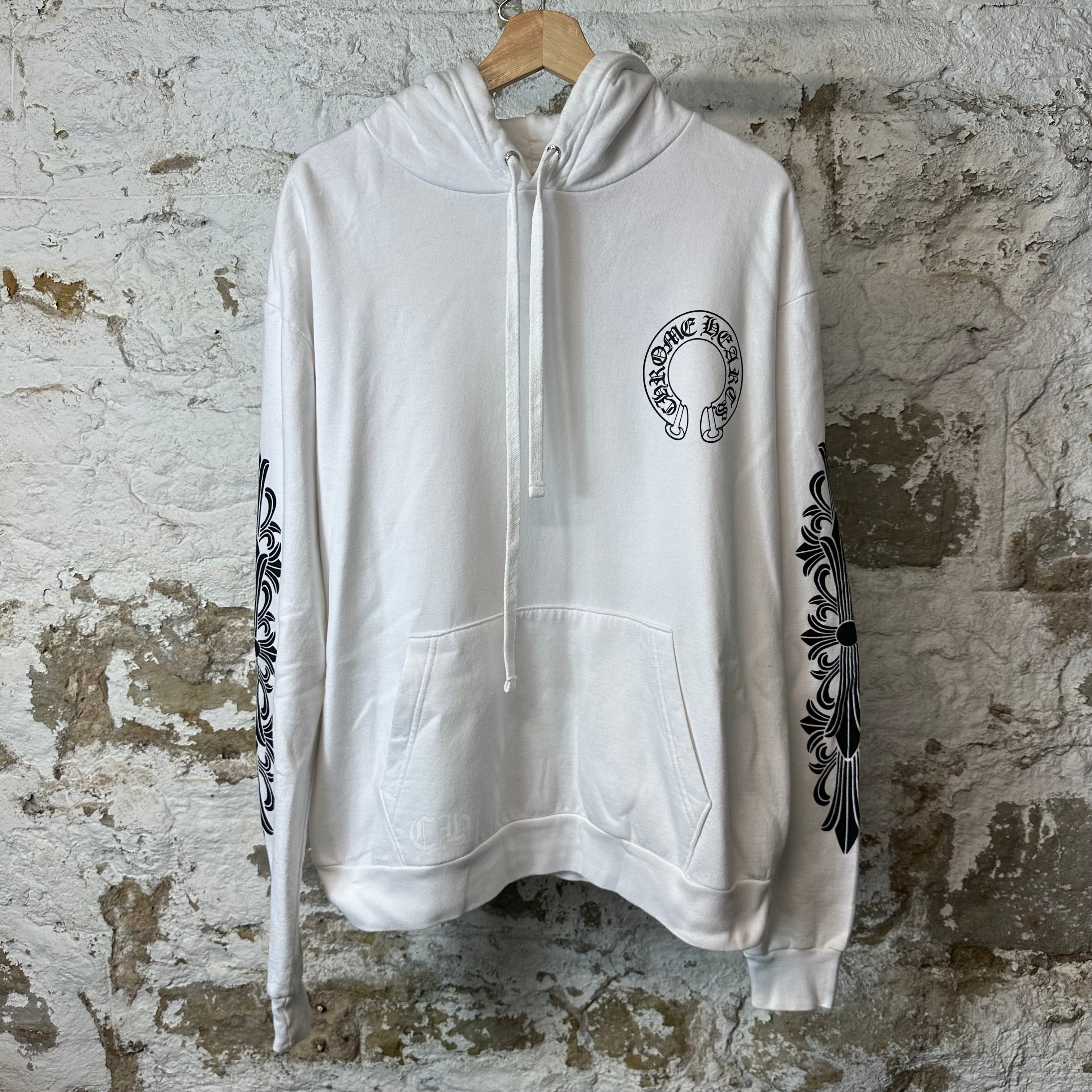 Chrome Hearts Horseshoe White Pullover Hoodie Sz S