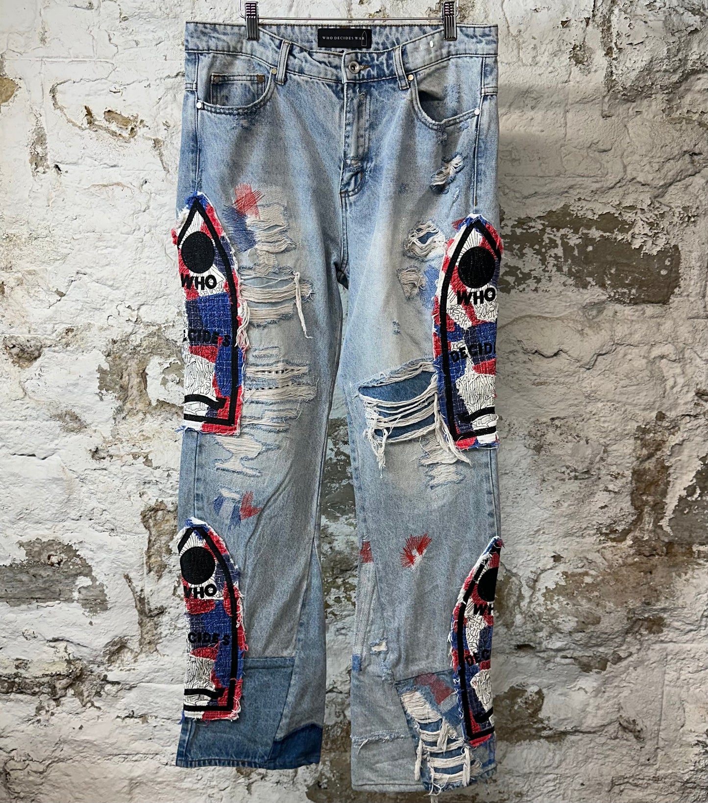 Who Decides War Stained Glass Glory Blue Denim Jeans Sz 34