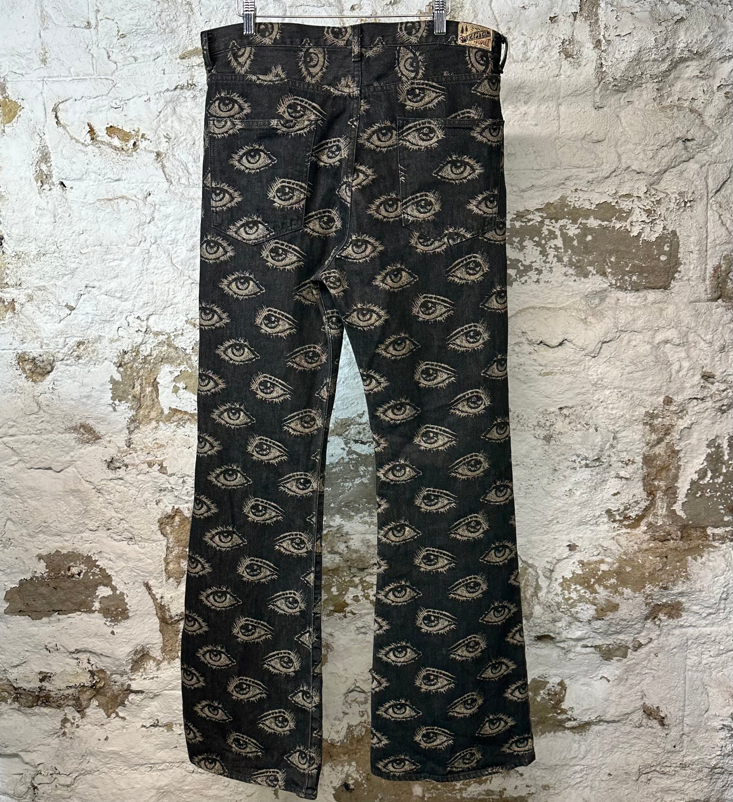 Kapital Speakeasy Eyes Black Flare Denim Jeans Sz 36