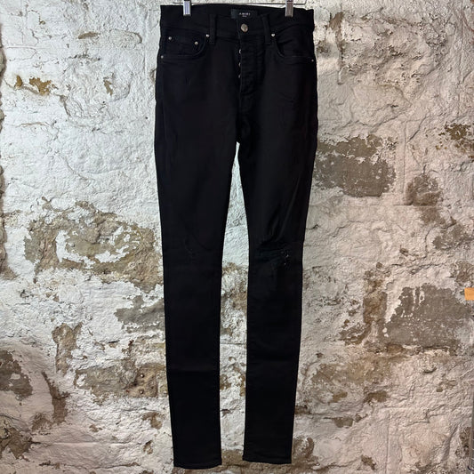 Amiri Knee Hole Plain Black Denim Jeans Sz 29