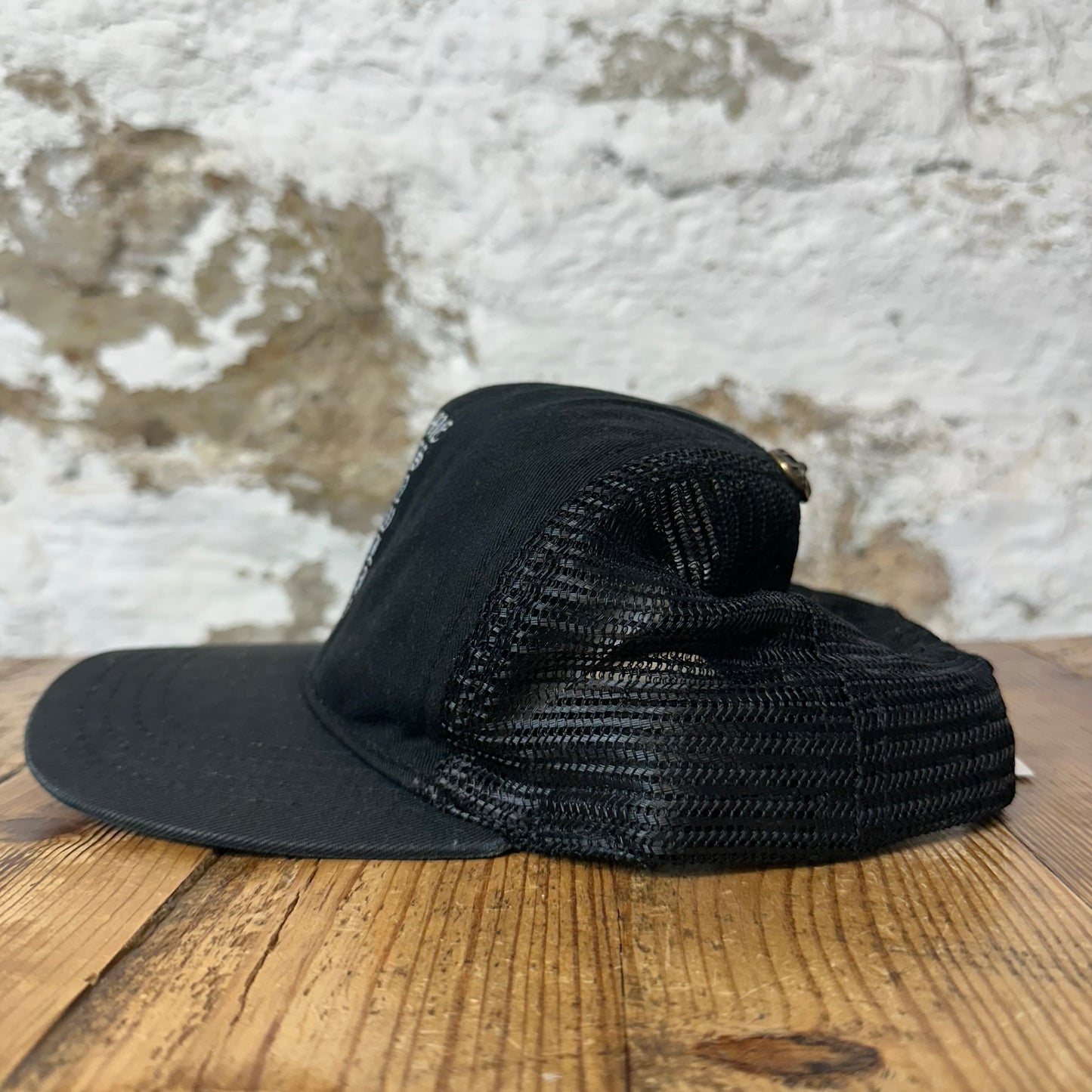 Chrome Hearts White Eyechart Black Trucker Hat