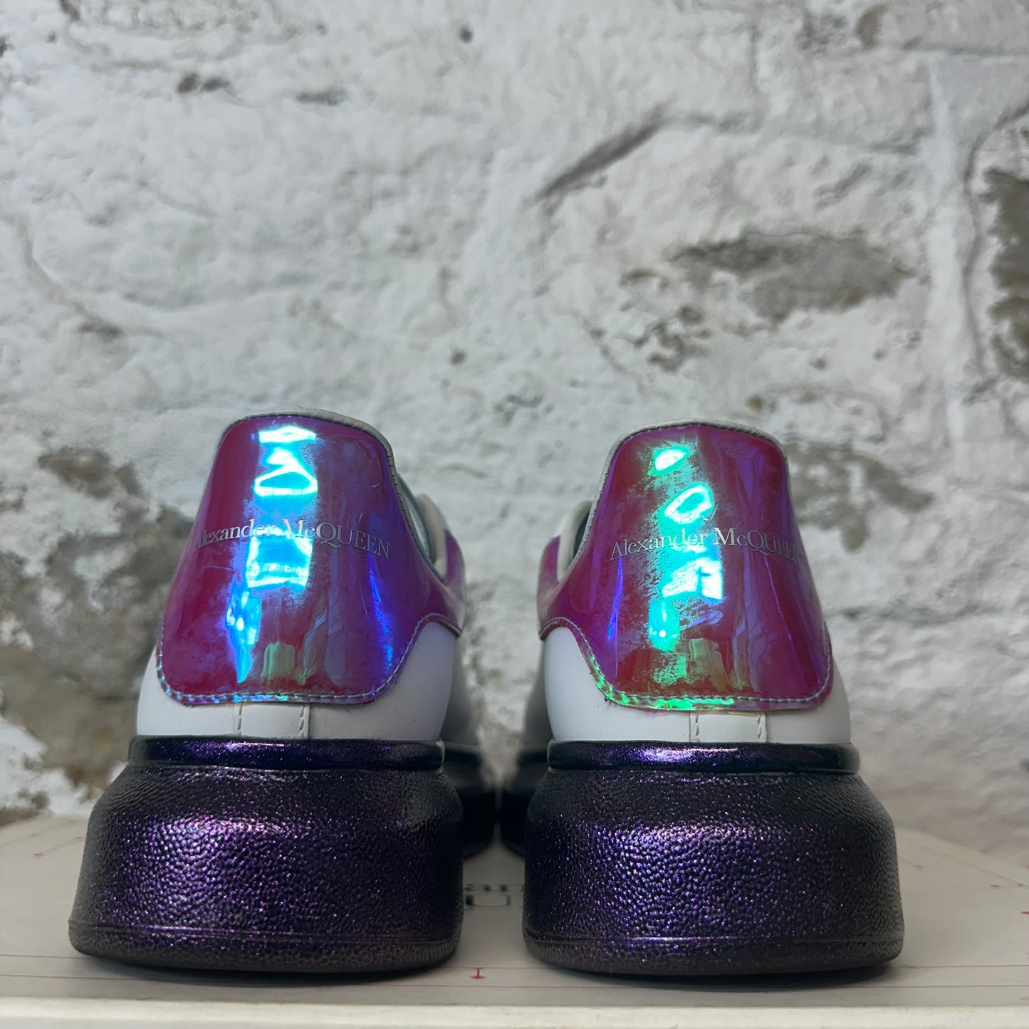 Alexander Mcqueen Iridescent Pink Tab White Sneaker Sz 7 (40)