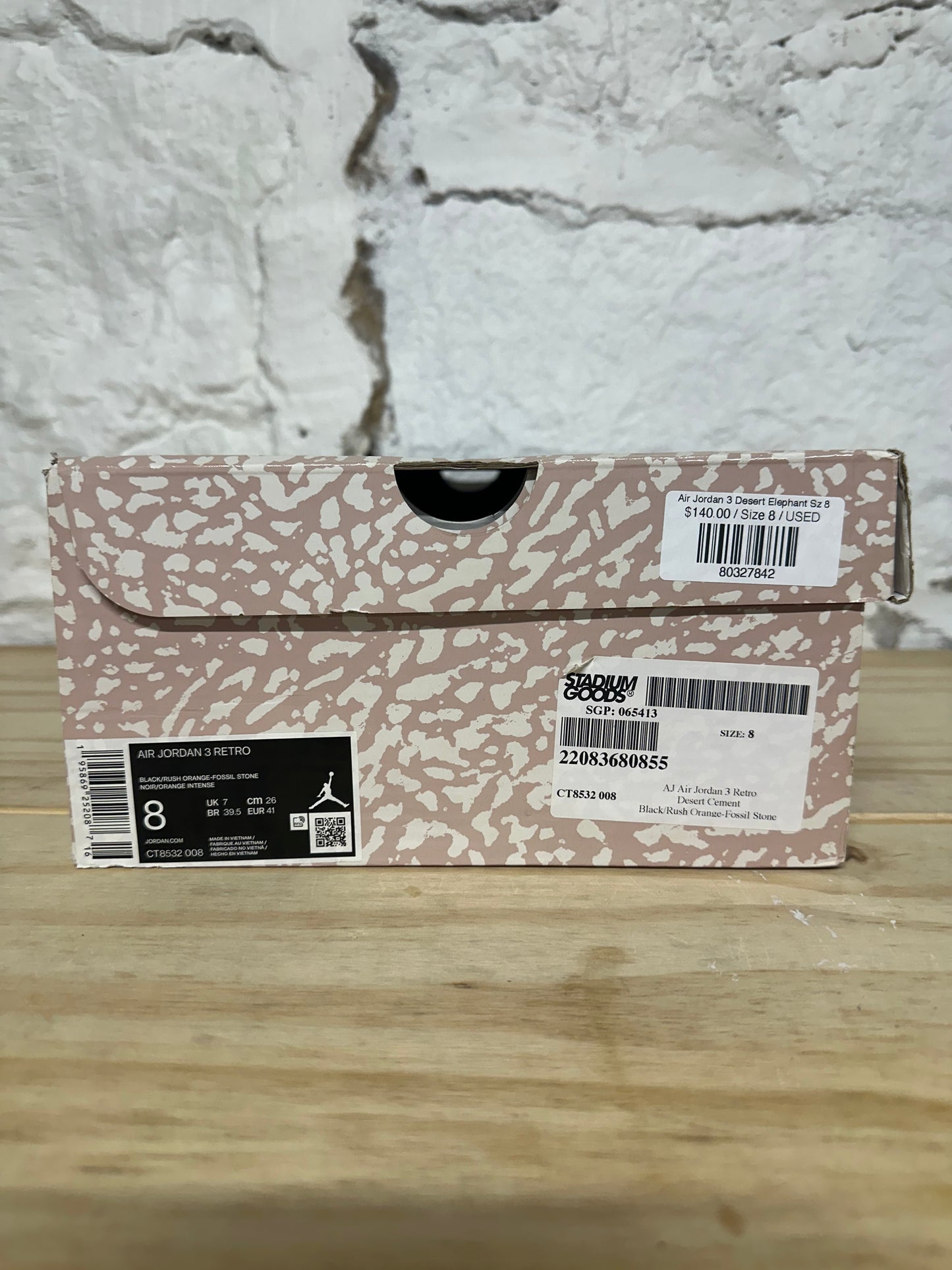 Air Jordan 3 Desert Elephant Sz 8