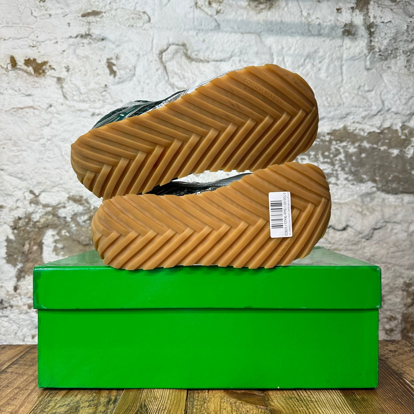 Bottega Veneta Green Silver Orbit Sneaker Sz 9 (42)