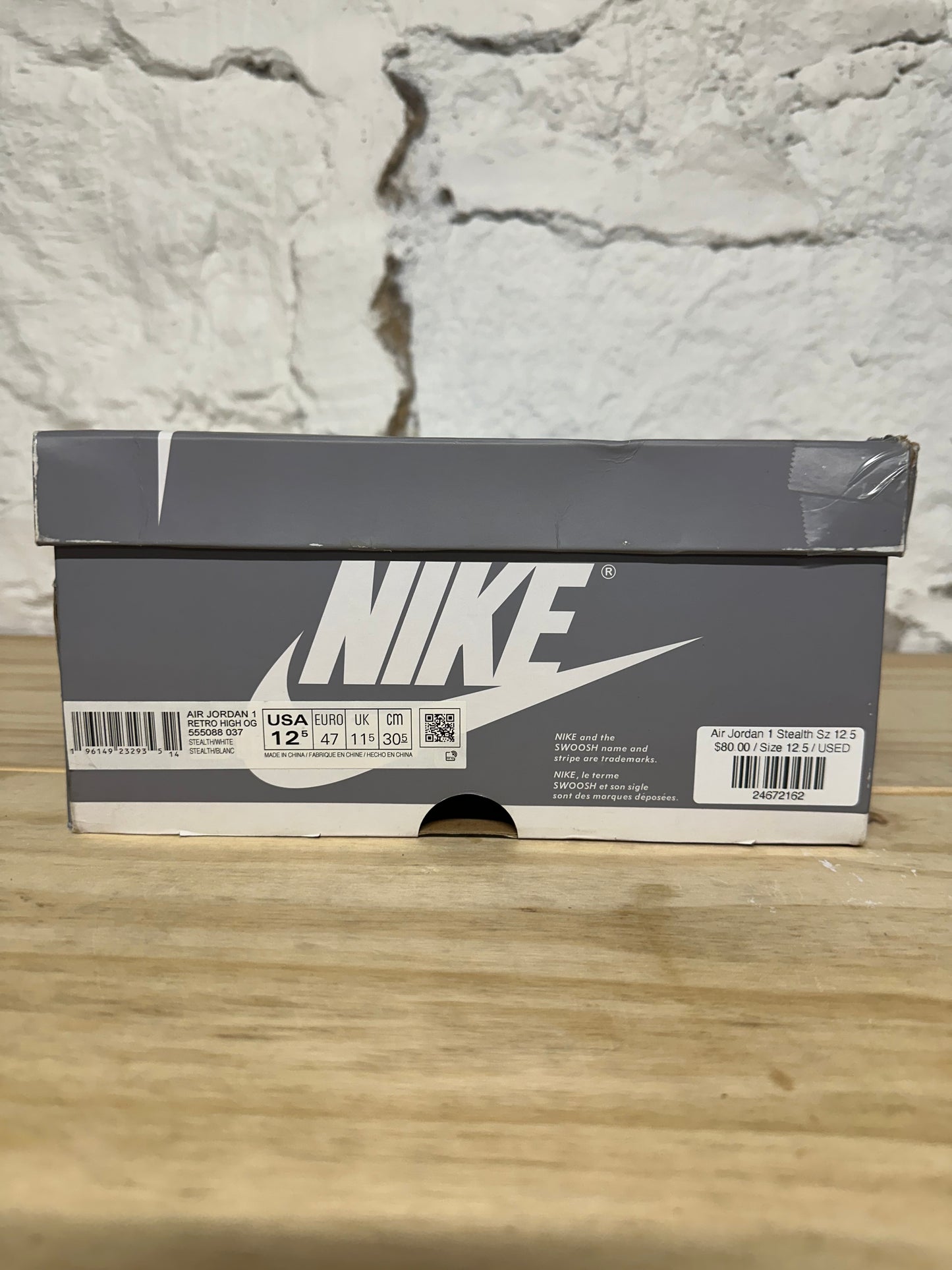 Air Jordan 1 High Stealth Sz 12.5