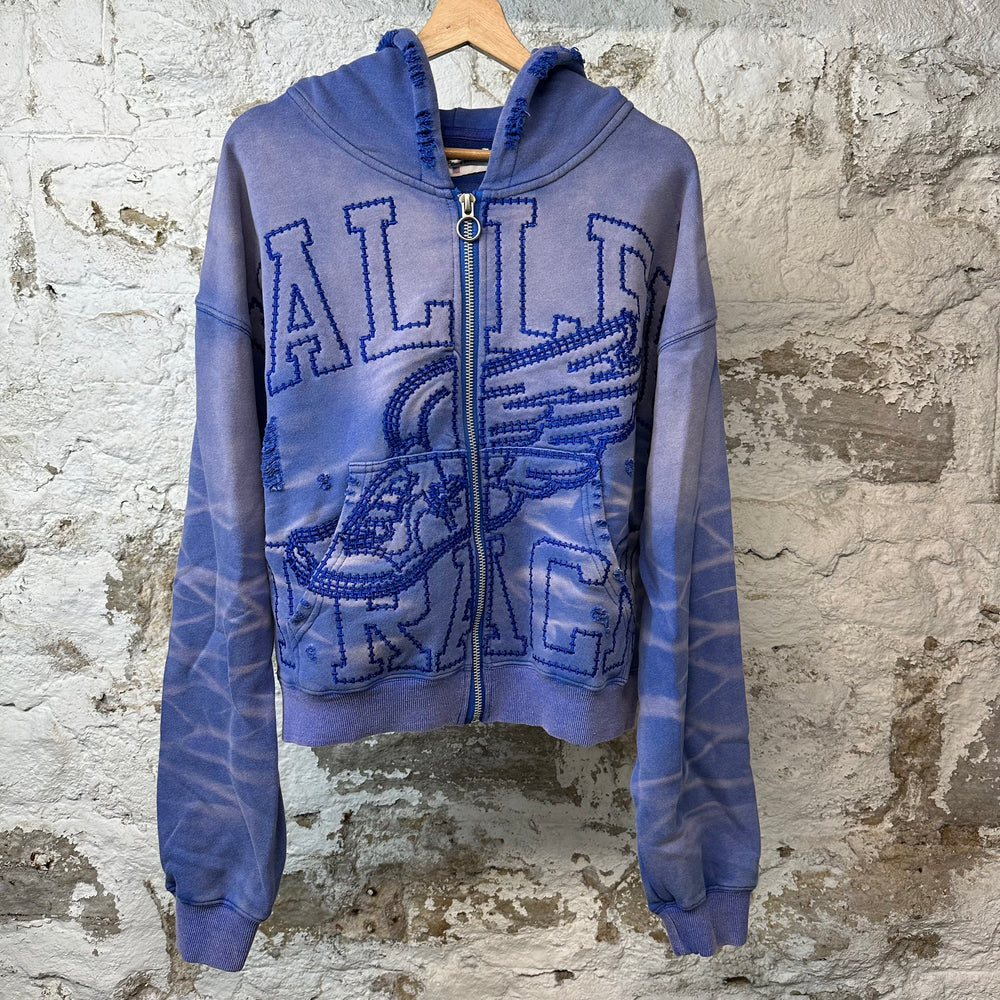 Vale Wildflower Garden Zip Up Blue Hoodie