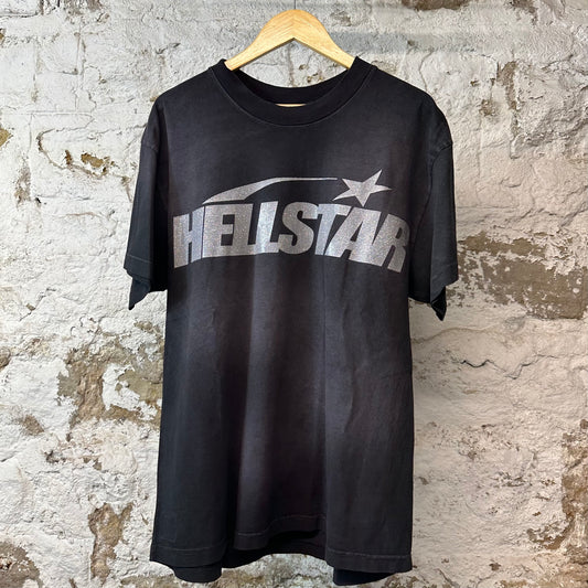 Hellstar Silver Gel Spellout T-shirt Black Sz M