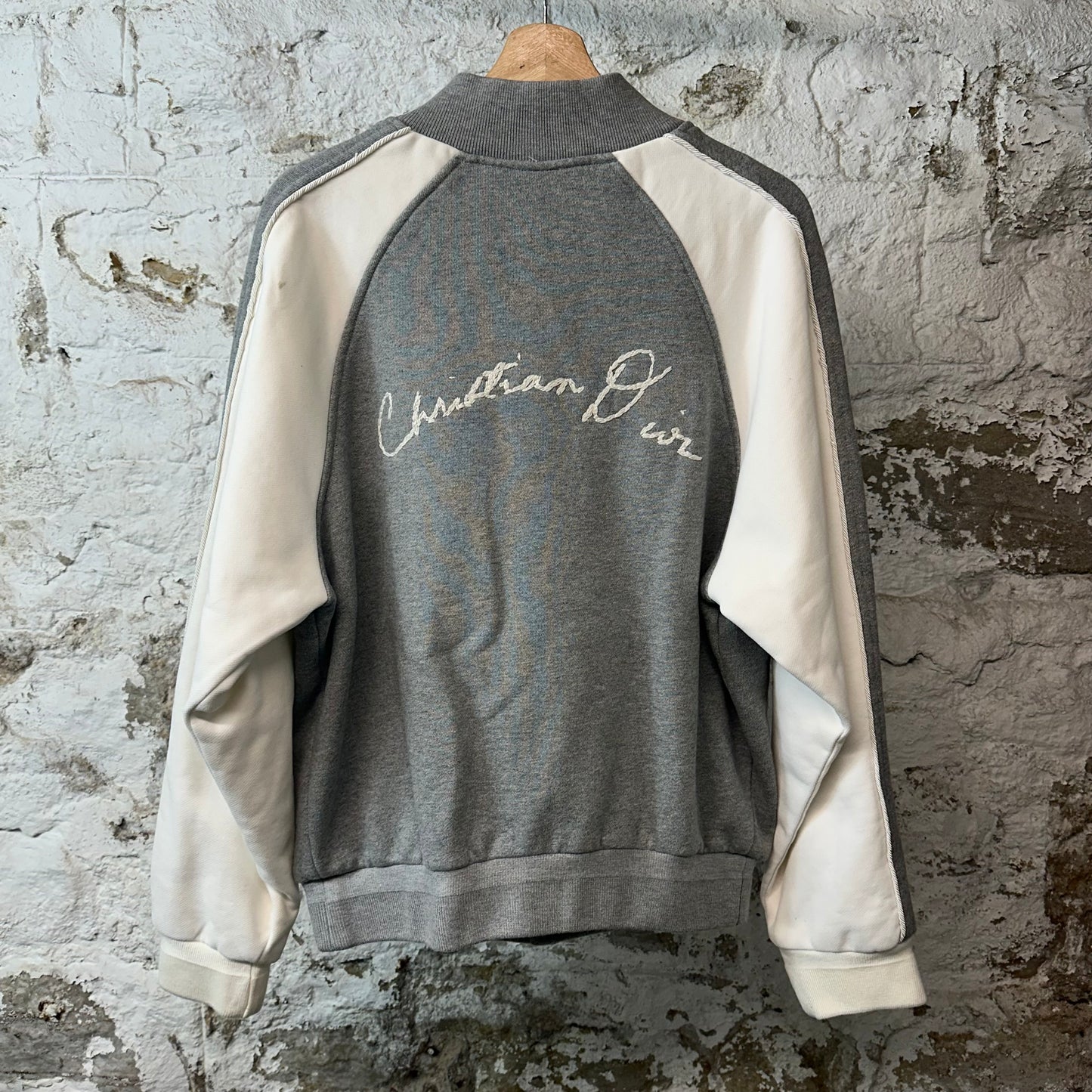 Dior Lilly Of The Valley Gray White Varsity Jacket Sz M