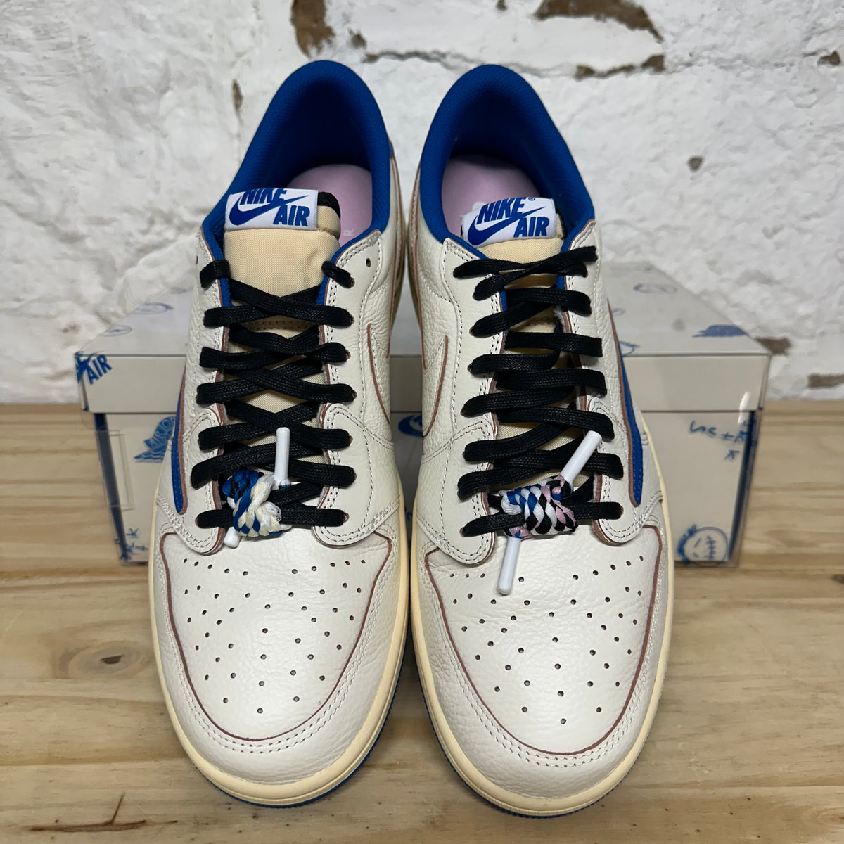 Air Jordan 1 Low Travis Scott Fragment Sail Military Blue Sz 13