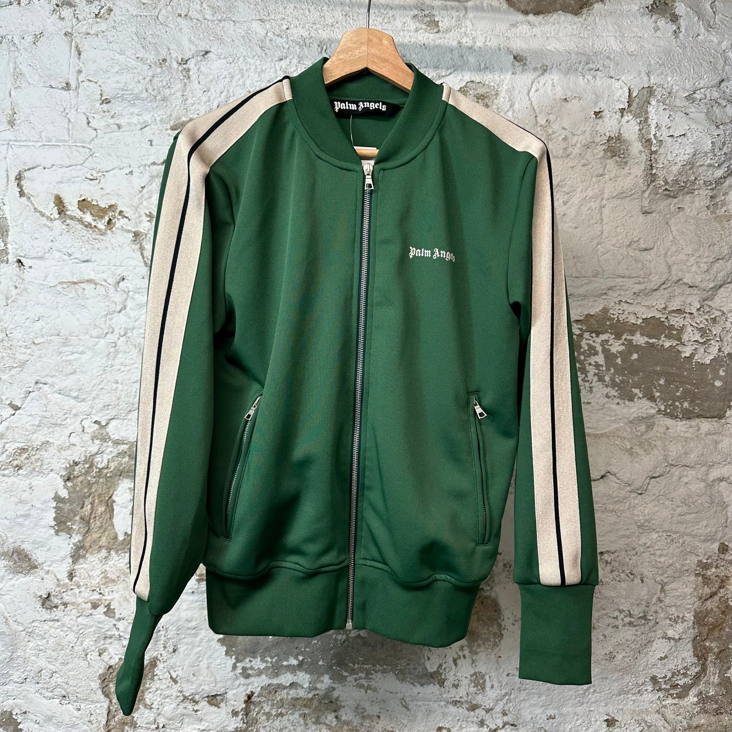 Palm Angels Green Beige Track Jacket Sz S