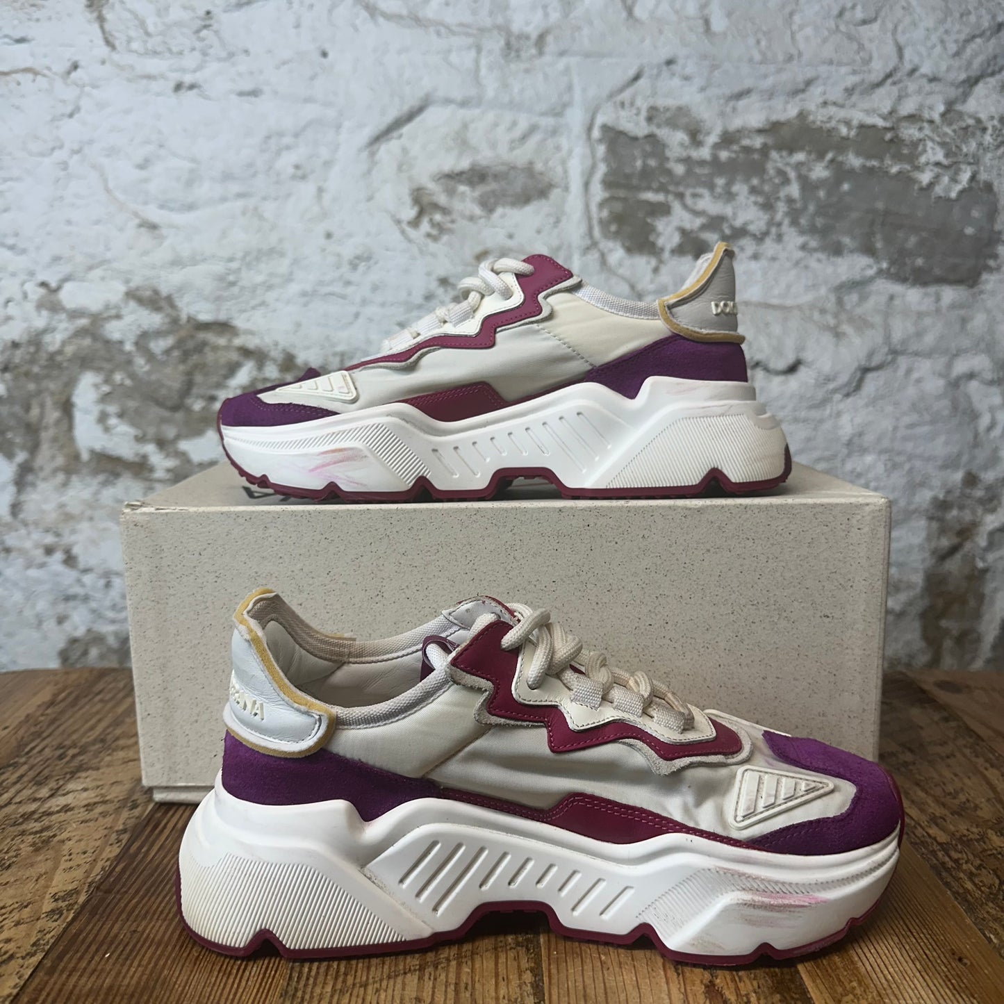 Dolce Gabbana White Purple Nylon Daymaster Sneaker Sz 5.5 (37.5)