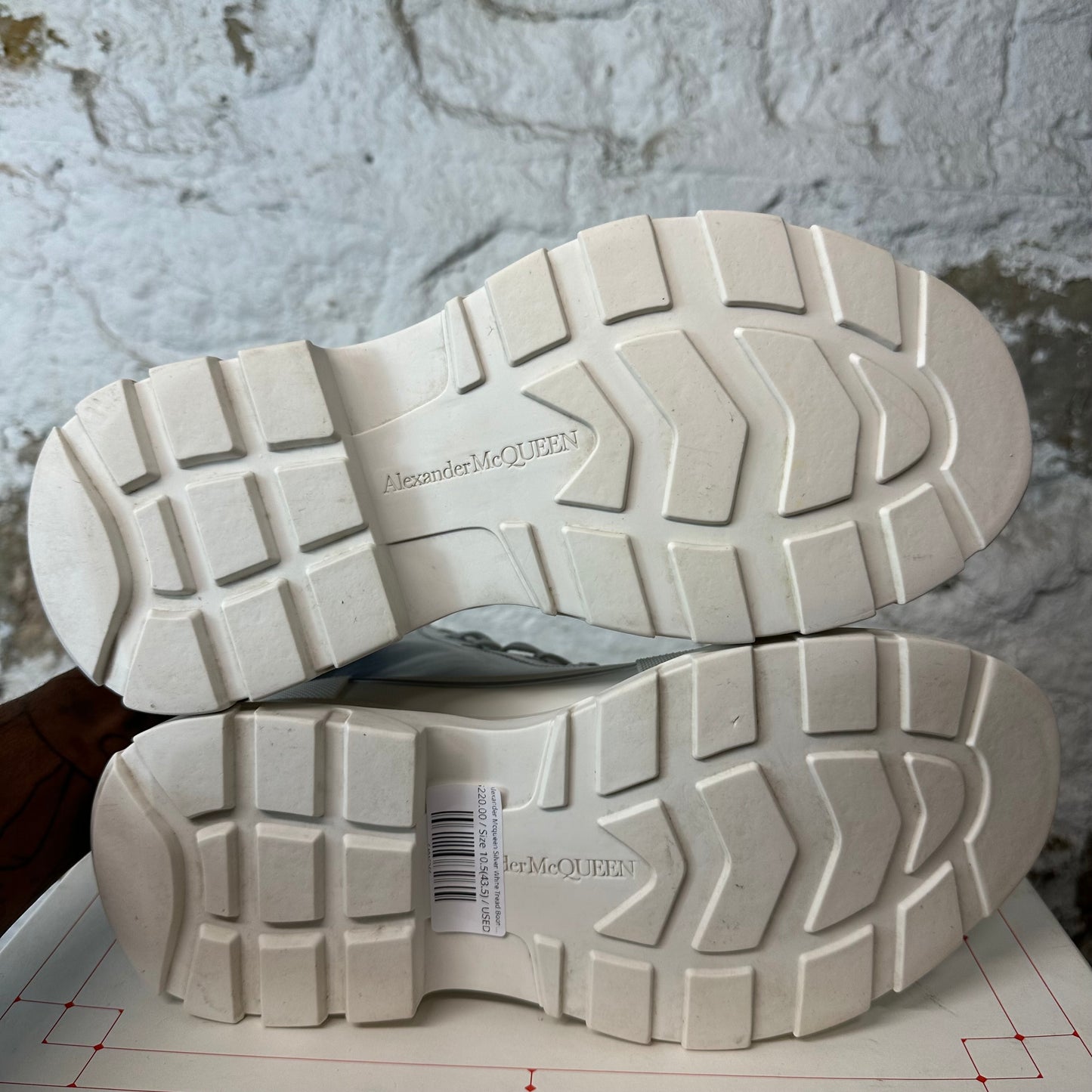Alexander McQueen Silver White Tread Boot Sz 10.5 (43.5)