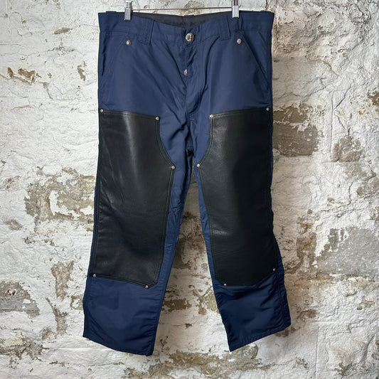 Chrome Hearts Leather Double Knee Navy Carpenter Pants Sz 36