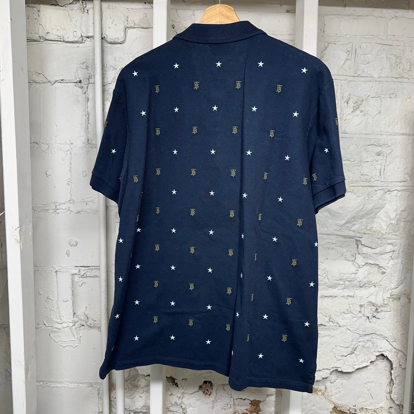 Burberry TB Star Logos Polo Shirt Navy Sz XL