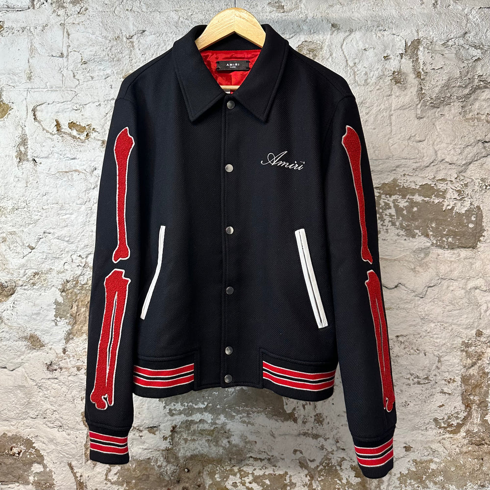 Amiri Black Red Bone Varsity Jacket Sz XL