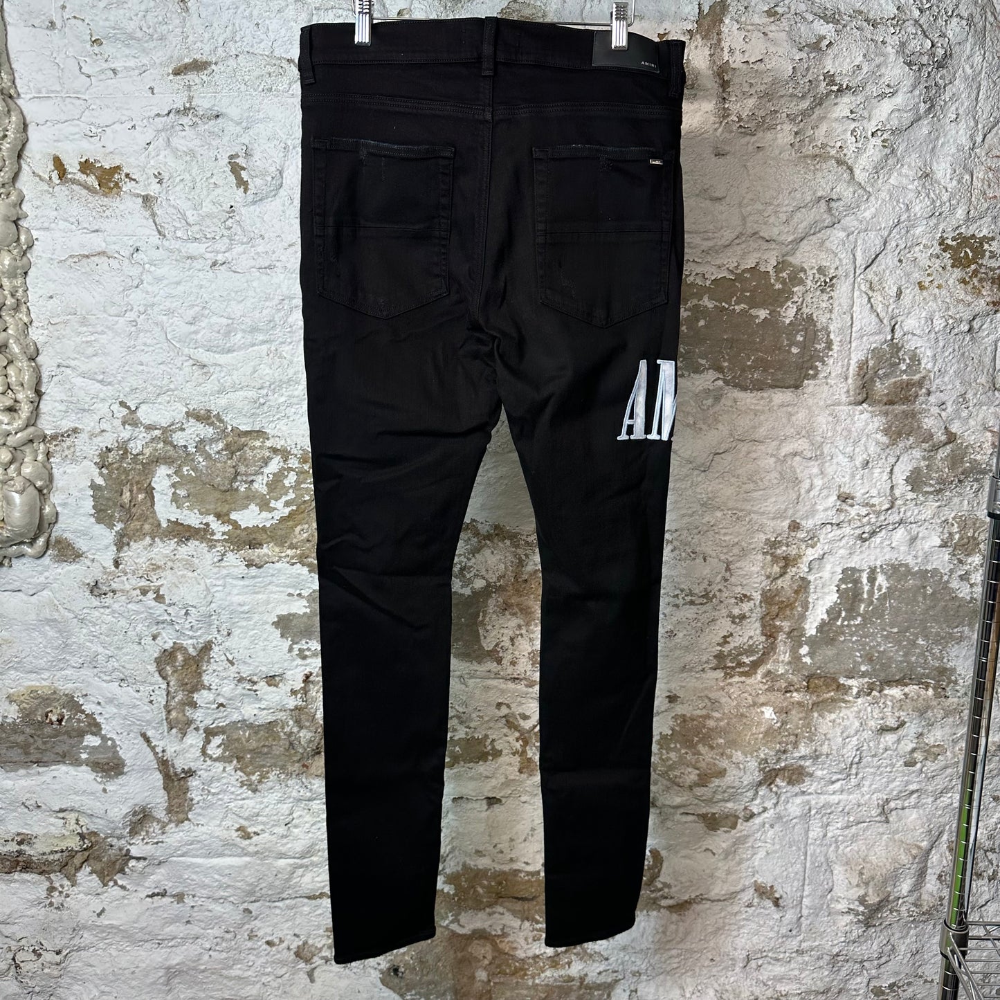 Amiri Blue Tie Dye Core Logo Black Denim Jeans Sz 34