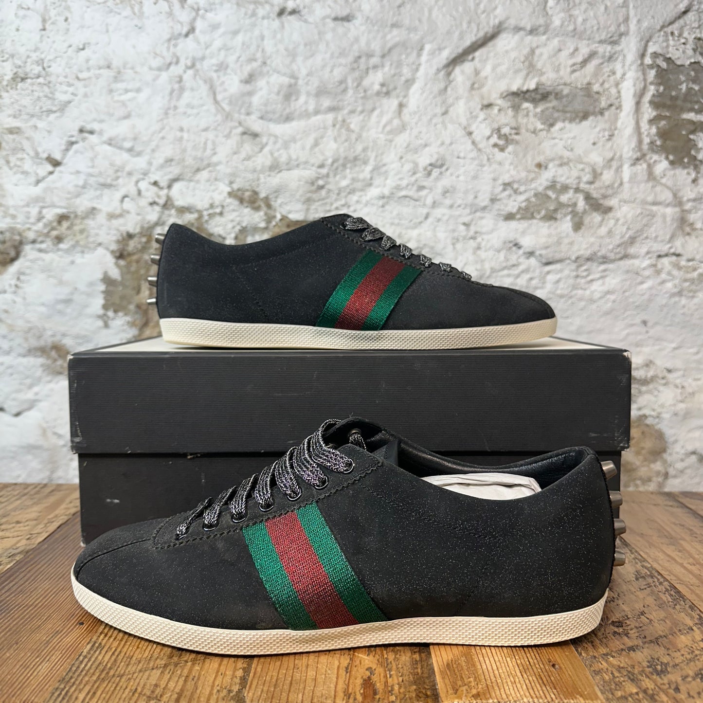 Gucci Bambi Web Black Glitter Stud Sneaker Sz 9.5