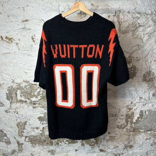 Louis Vuitton Black Orange Knit Football Jersey Sz L