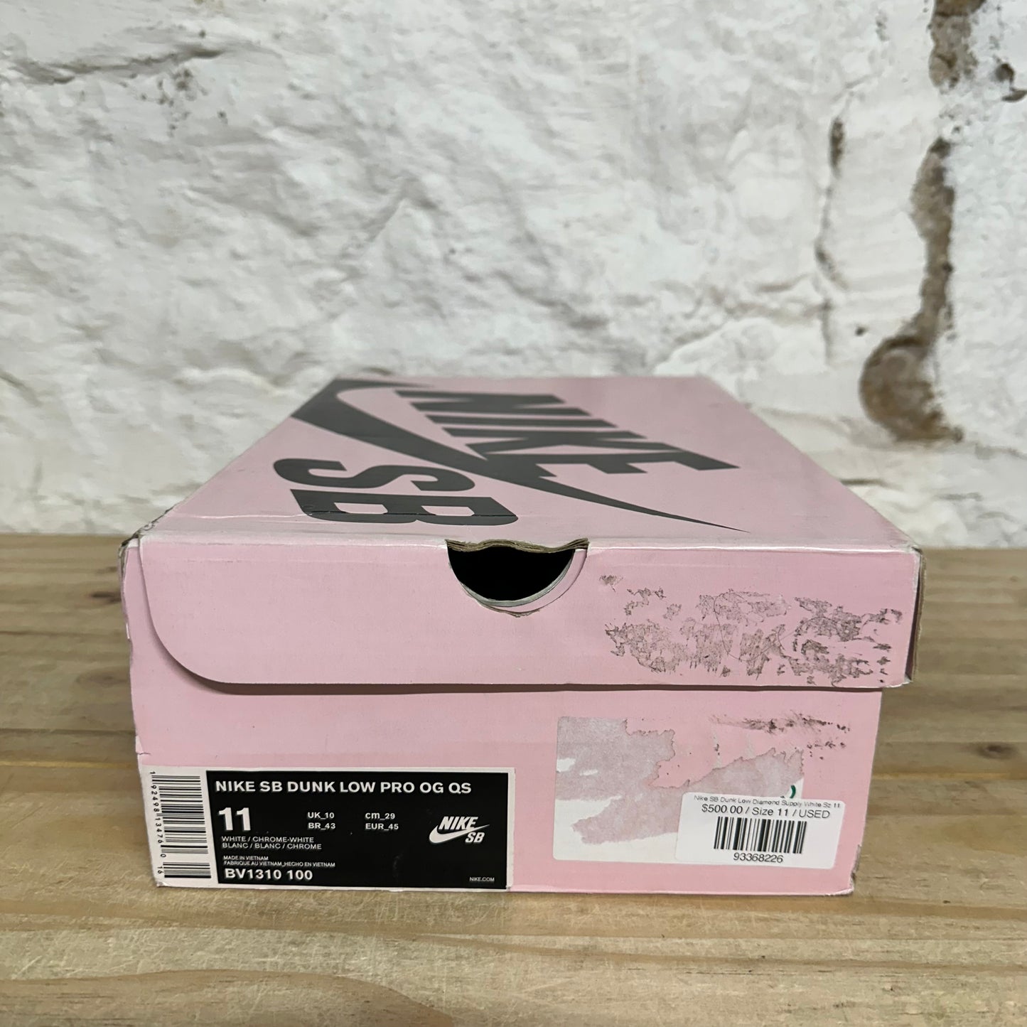 Nike SB Dunk Low Diamond Supply White Sz 11