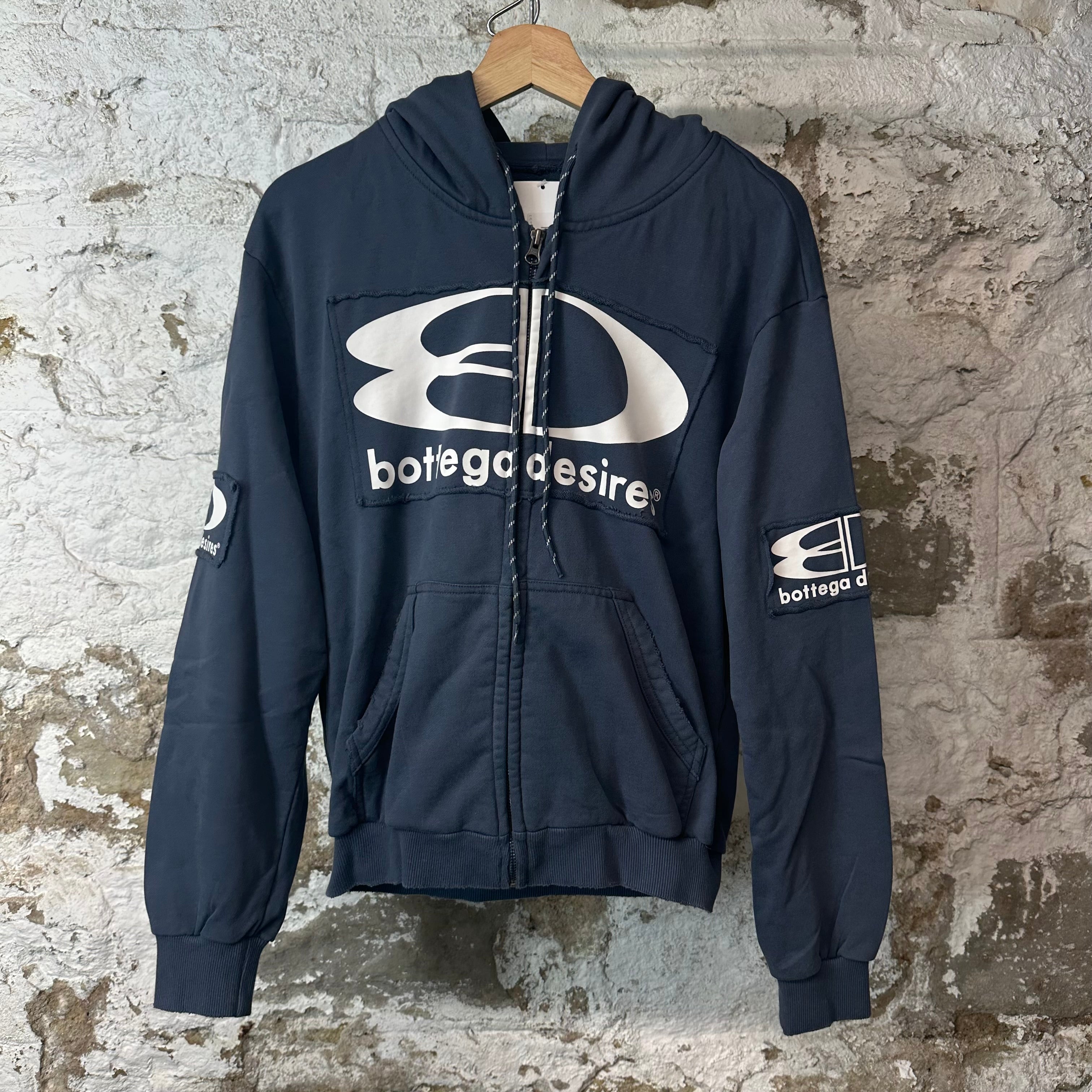 Bottega Desires Tech Blue Zip Up Hoodie Sz S