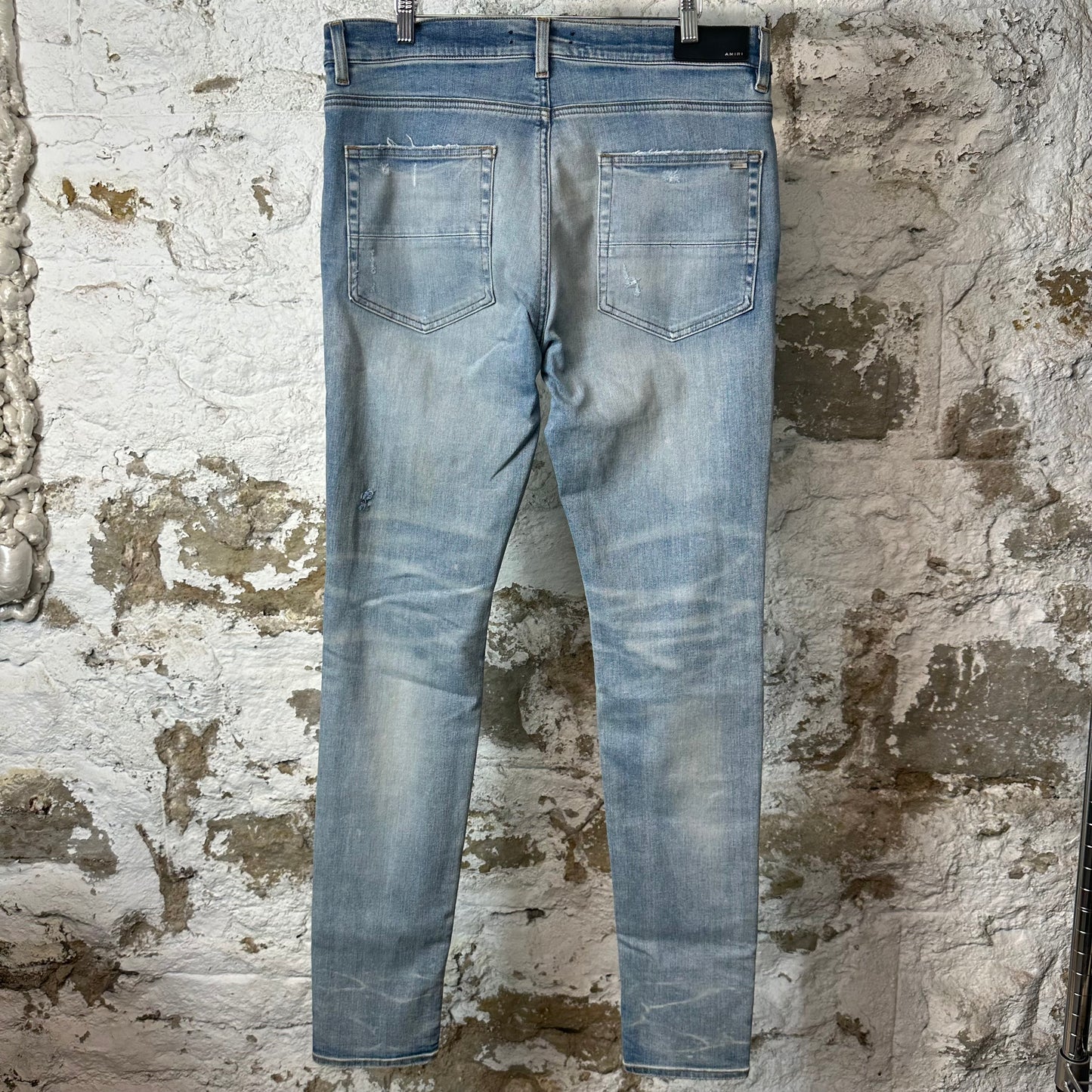 Amiri MX1 Multicolor Flannel Blue Denim Jeans Sz 34