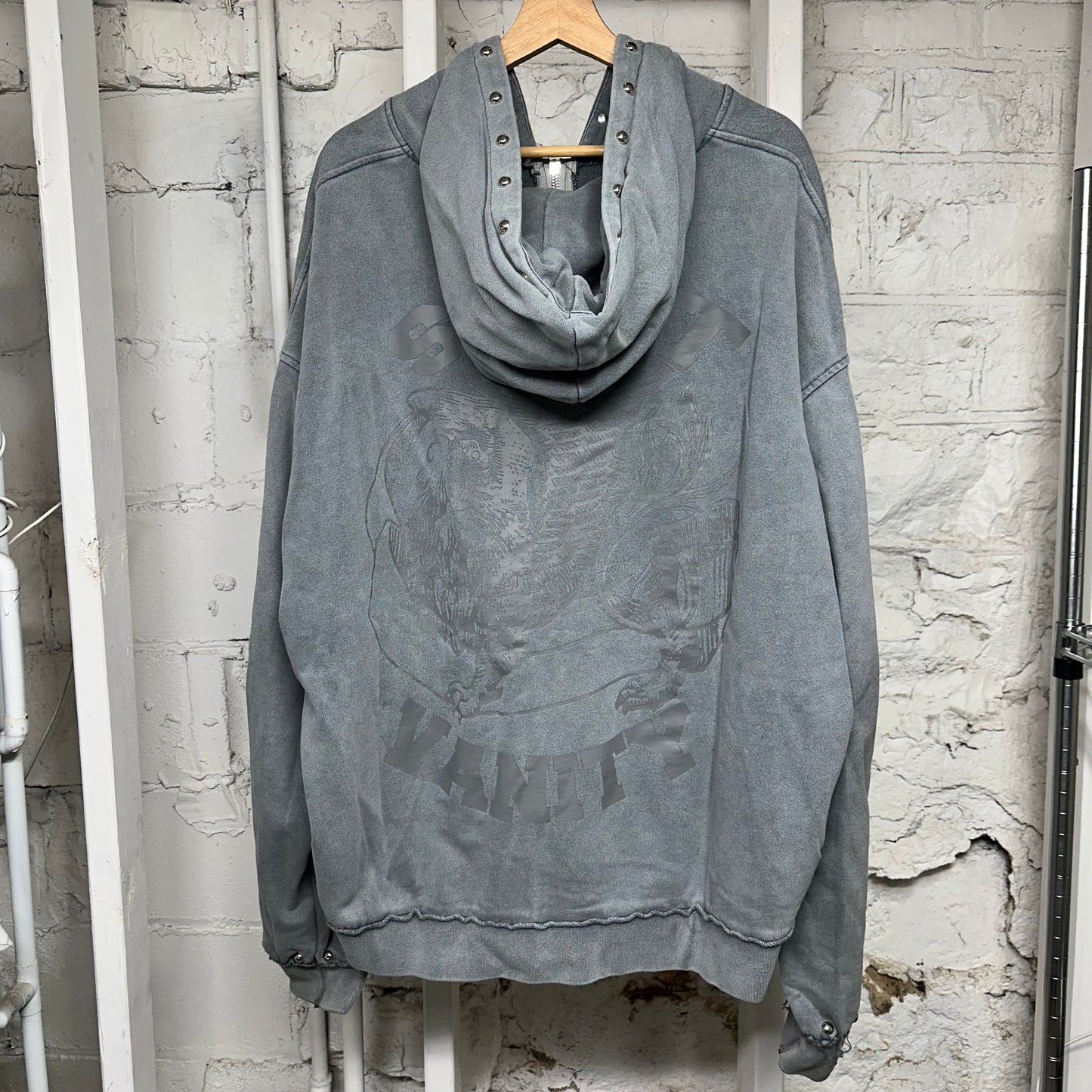 Saint Vanity Back Logo Grey Zip Up Hoodie Sz XXL