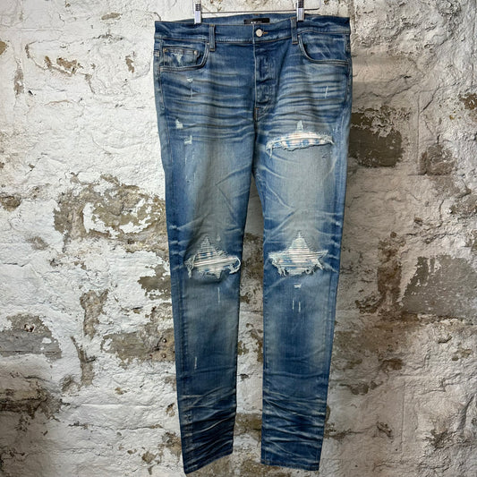 Amiri MX1 Sky Blue Cream Blue Denim Jeans Sz 38