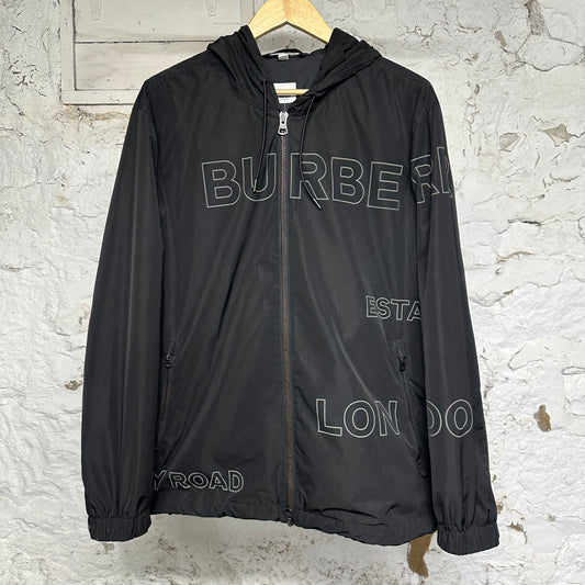 Burberry Spellout Black Zip Up Jacket Sz L