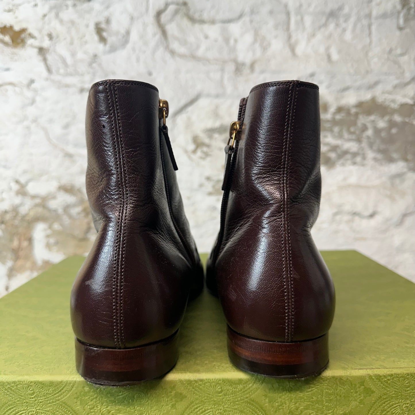 Gucci High Donnie Web Brown Leather Boot Sz 10