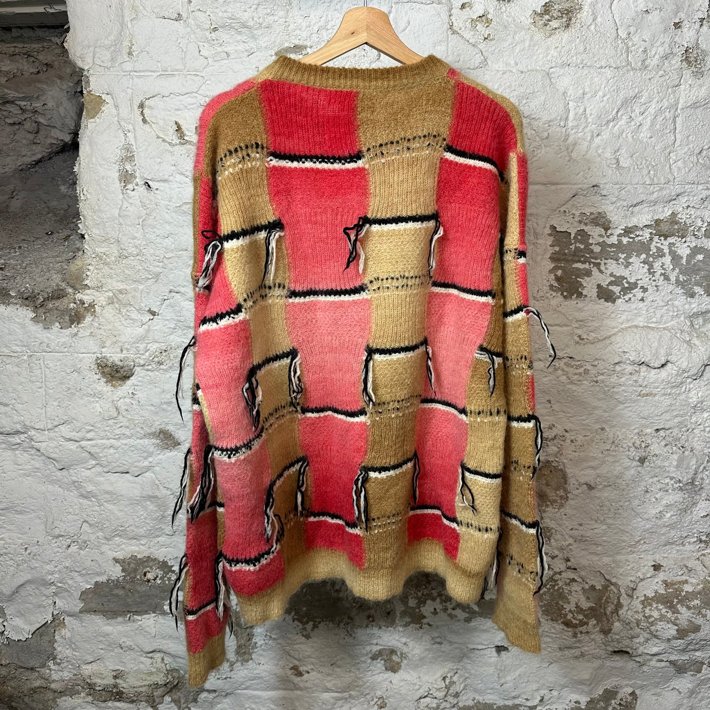 Marni Pink Brown Plaid Mohair Crewneck Sz XL (52)