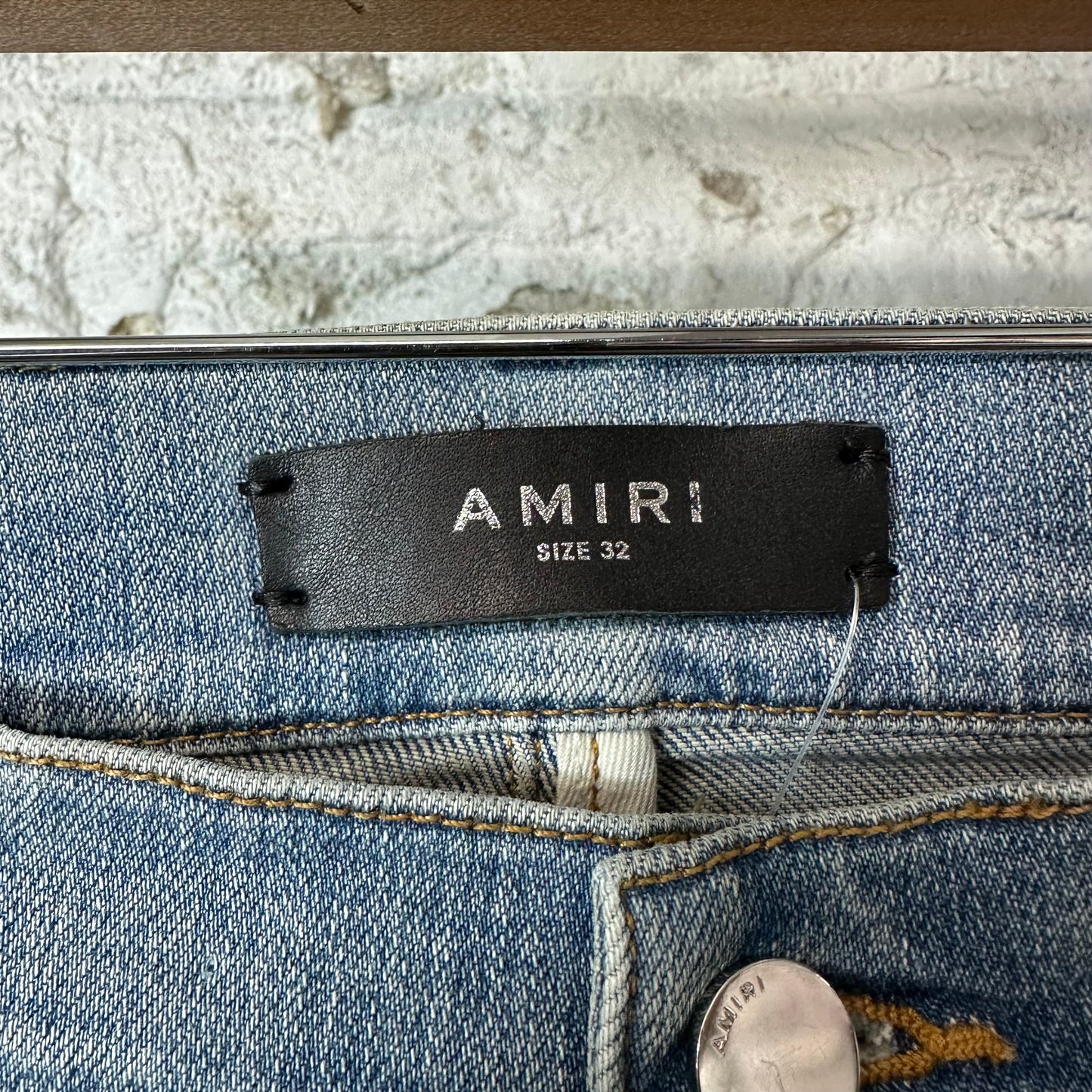 Amiri Embroidered Eagle Logo Blue Denim Jeans Sz 32