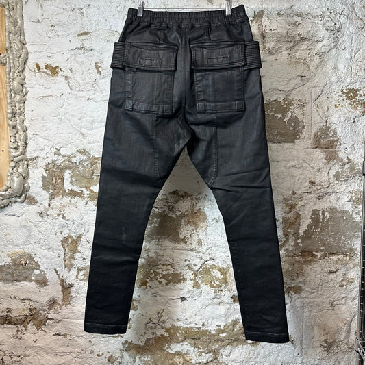 Rick Owens Black Waxed Canvas Creatch Pants Sz M
