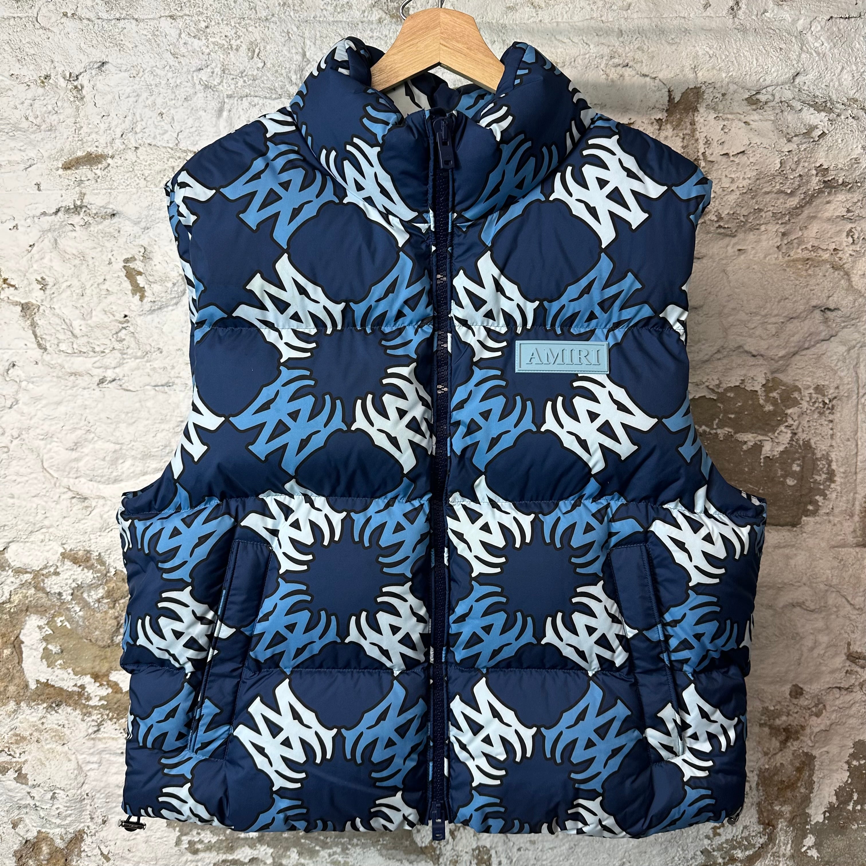 Amiri Spiral MA Puffer Vest Blue Sz L
