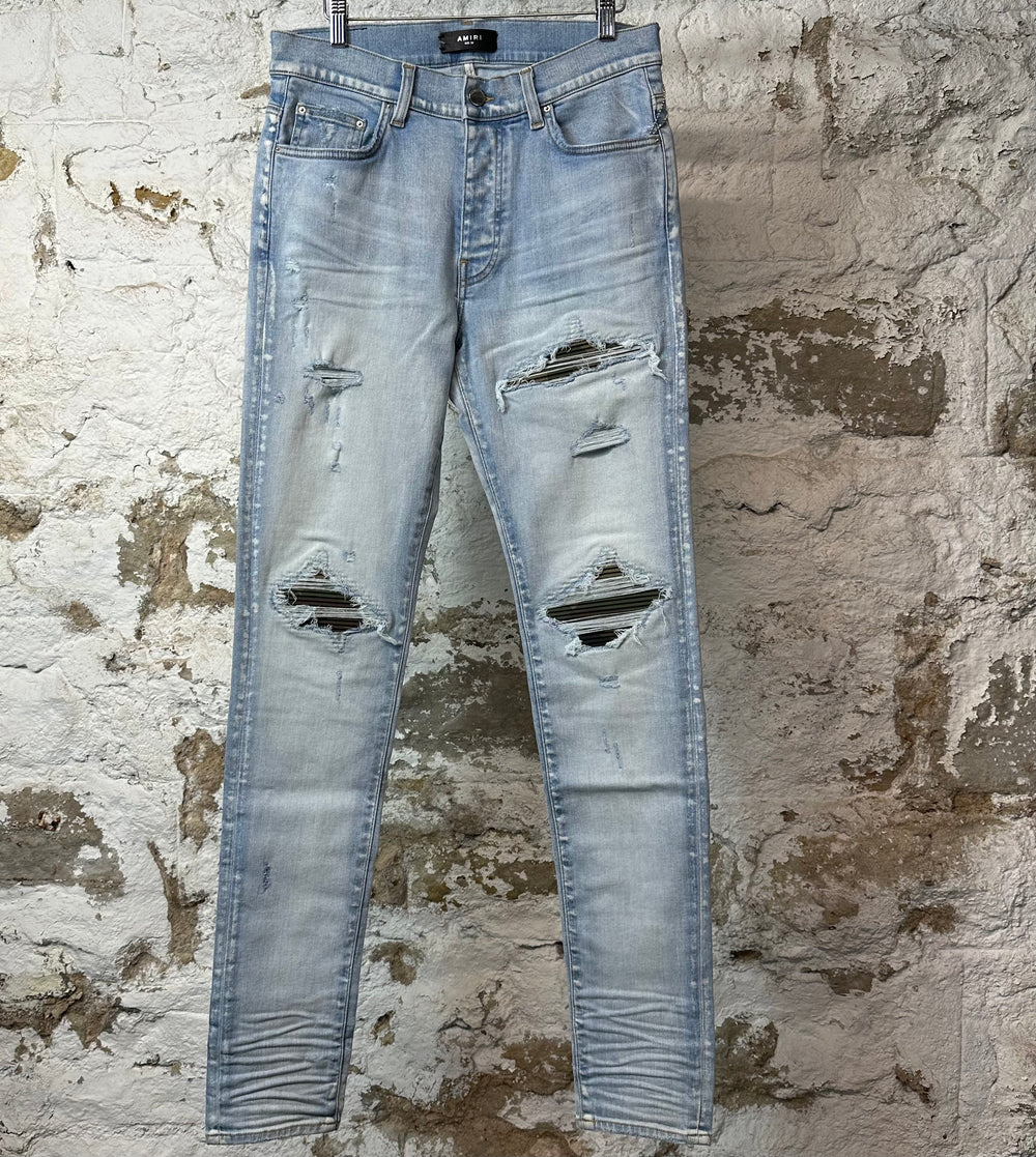 Amiri MX1 Camo Light Blue Denim Jeans