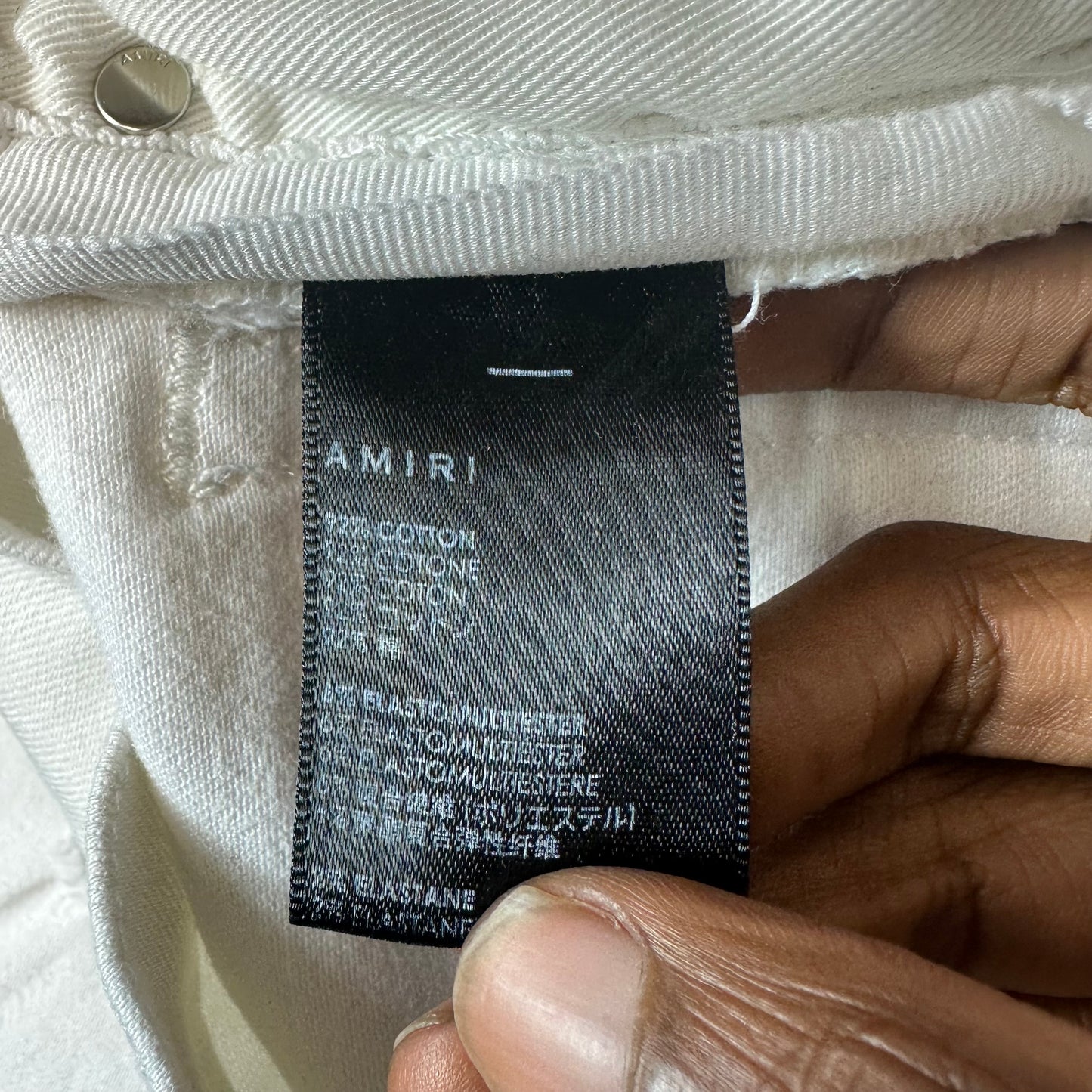 Amiri MX1 White Leather White Denim Jeans Sz 31