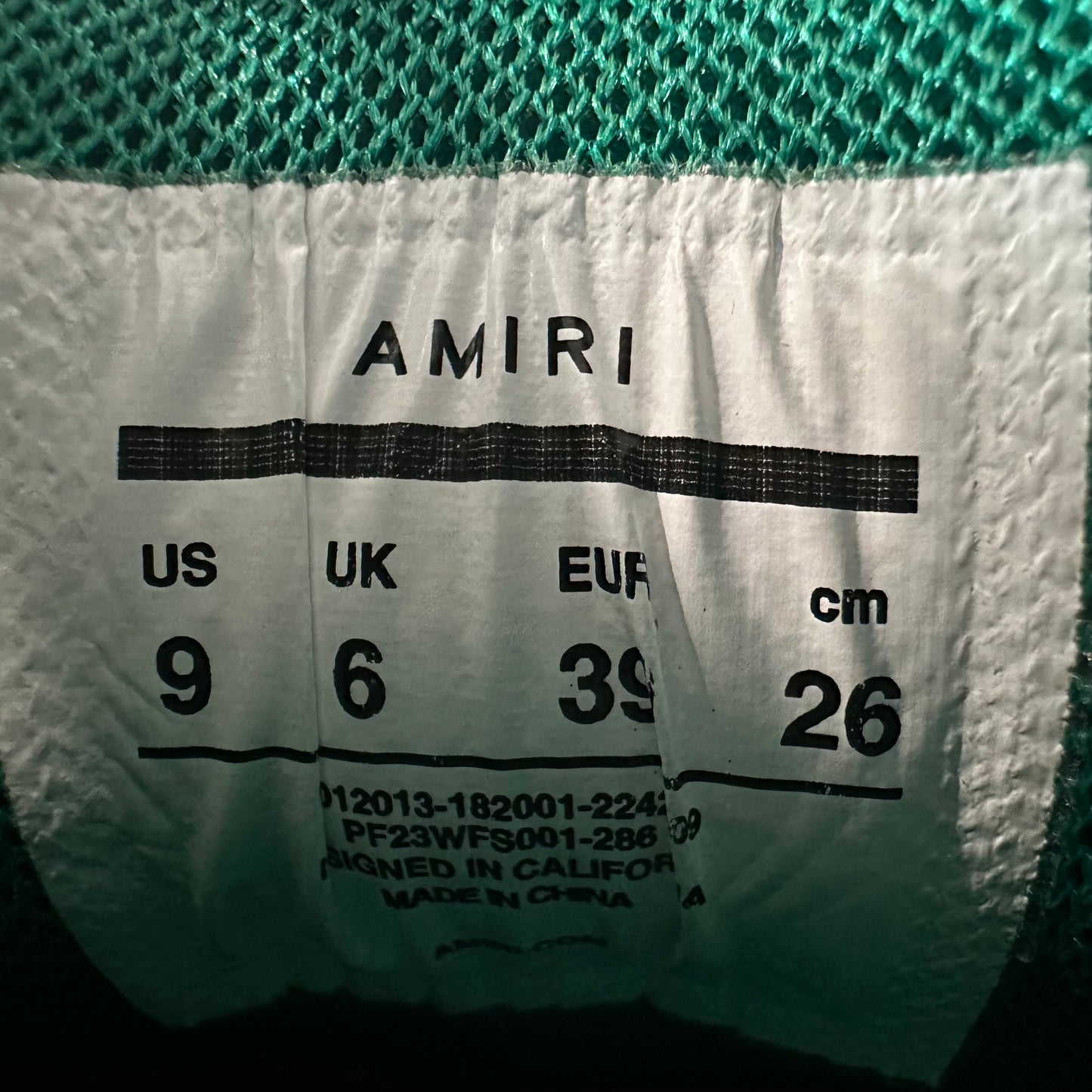 Amiri Green Bone Runner White Sneaker Sz 6.5 (39)