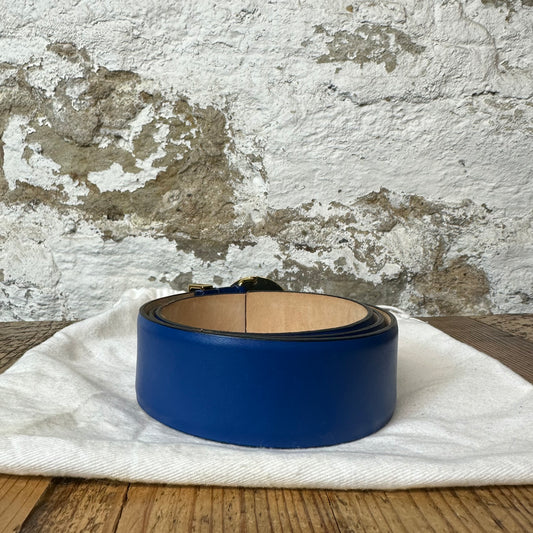 Versace Gold Medusa Logo Blue Belt Sz (85/34)