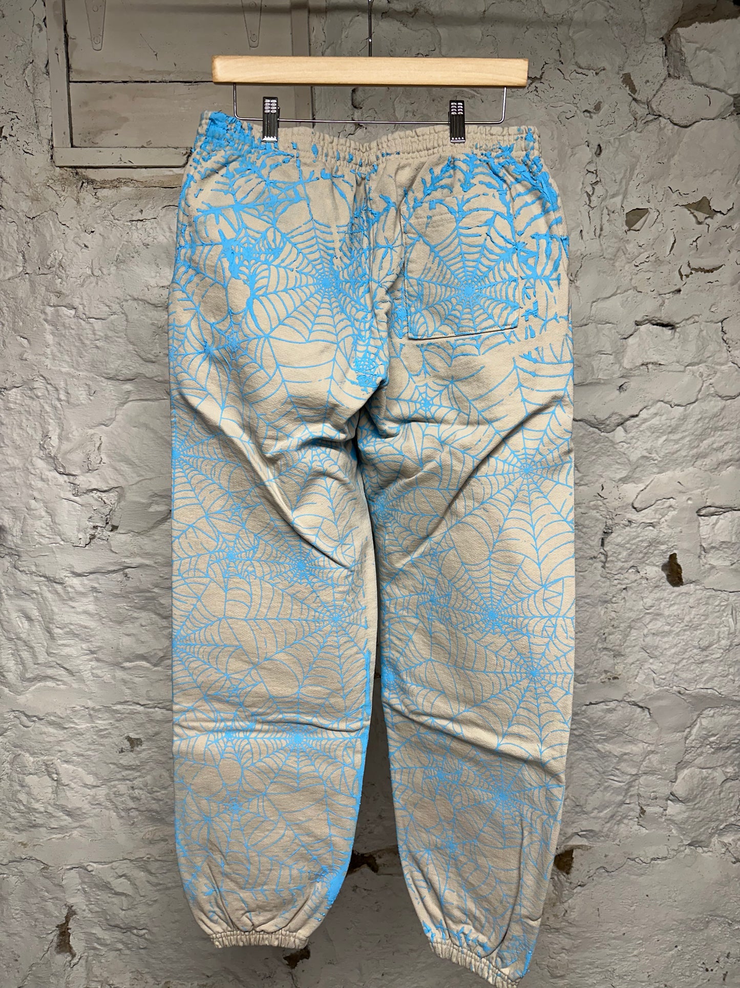 Sp5der Grey Blue AOP Webs Sweatpants Sz L DS