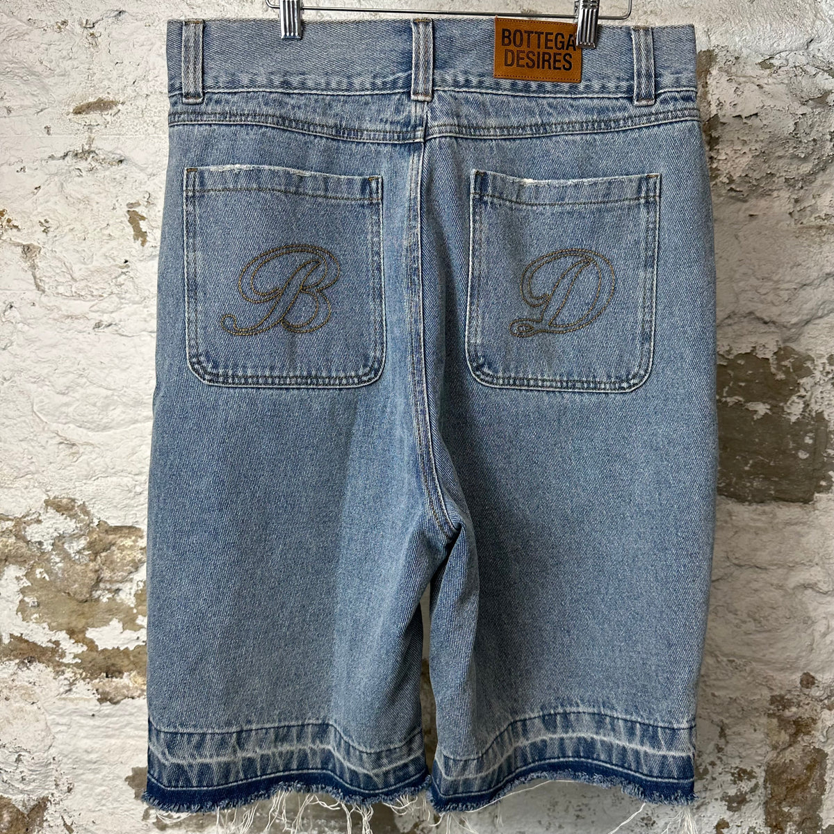 Bottega Desires Spellout Blue Jean Short Sz 34