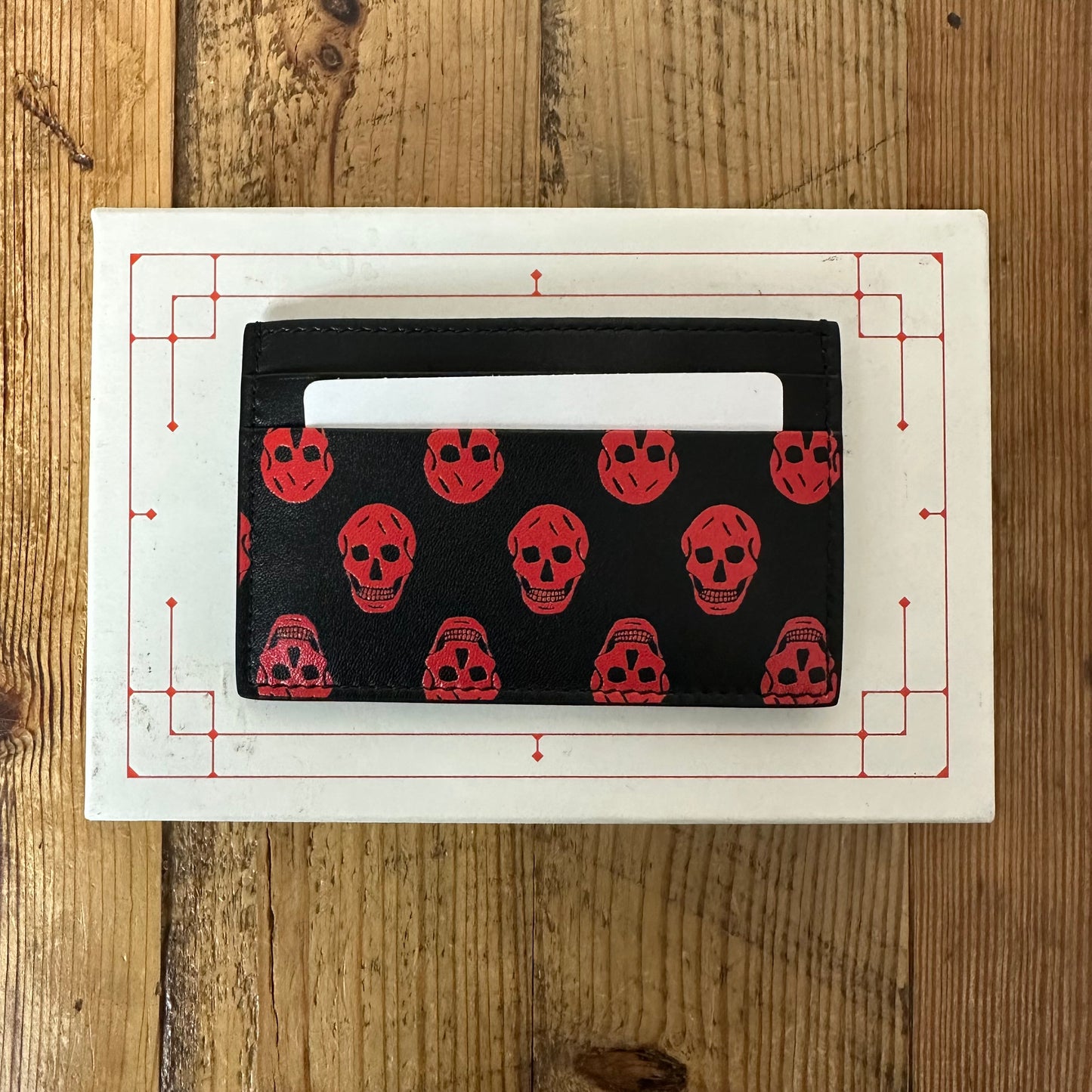 Aexander Mcqueen Red Skull Patern Cardholder W/ Box DS