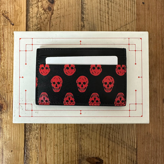 Aexander Mcqueen Red Skull Patern Cardholder W/ Box DS