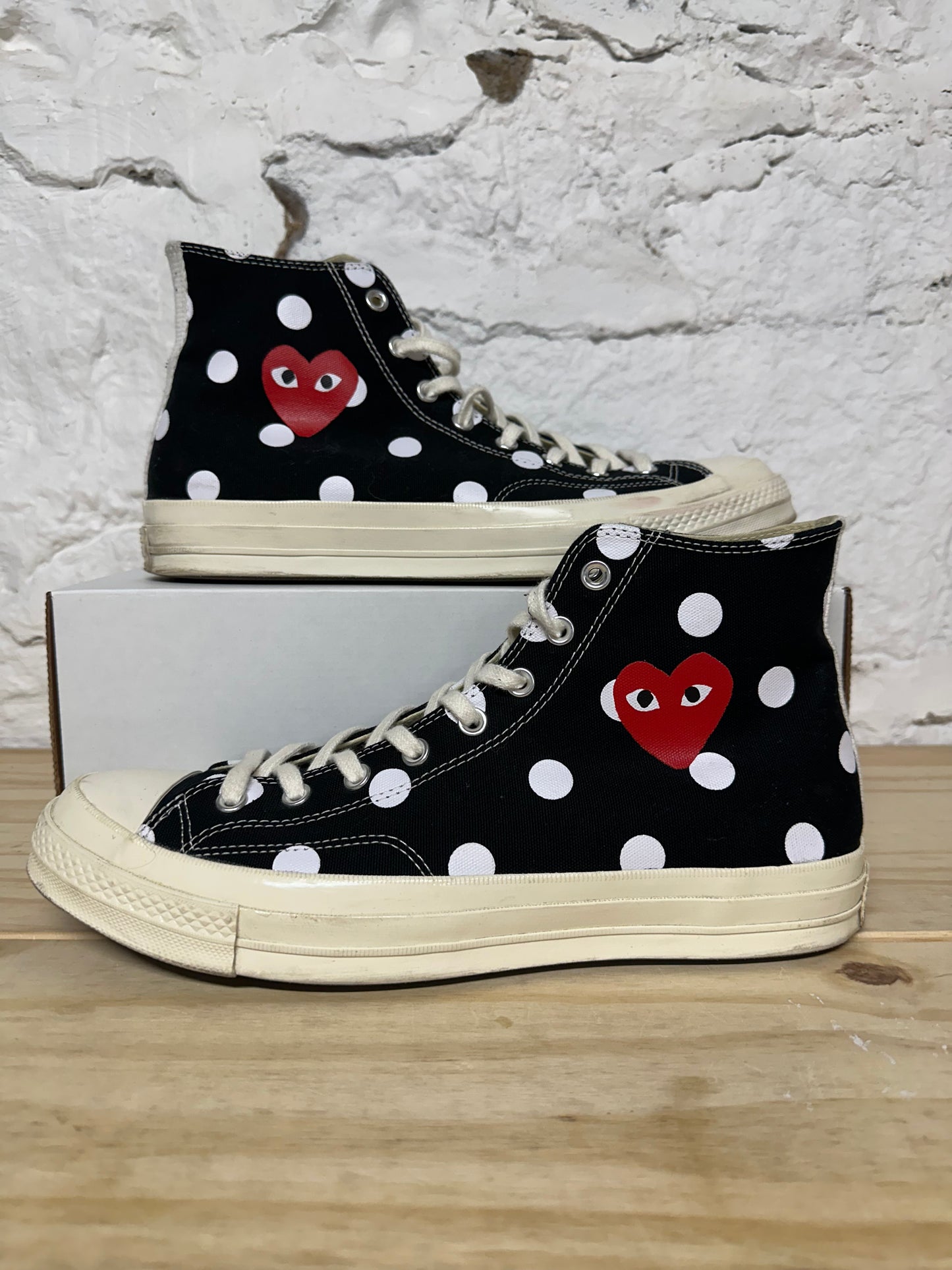 Converse Chuck Taylor All Star 70 Hi CDG Black White Polka Dot Sz 12