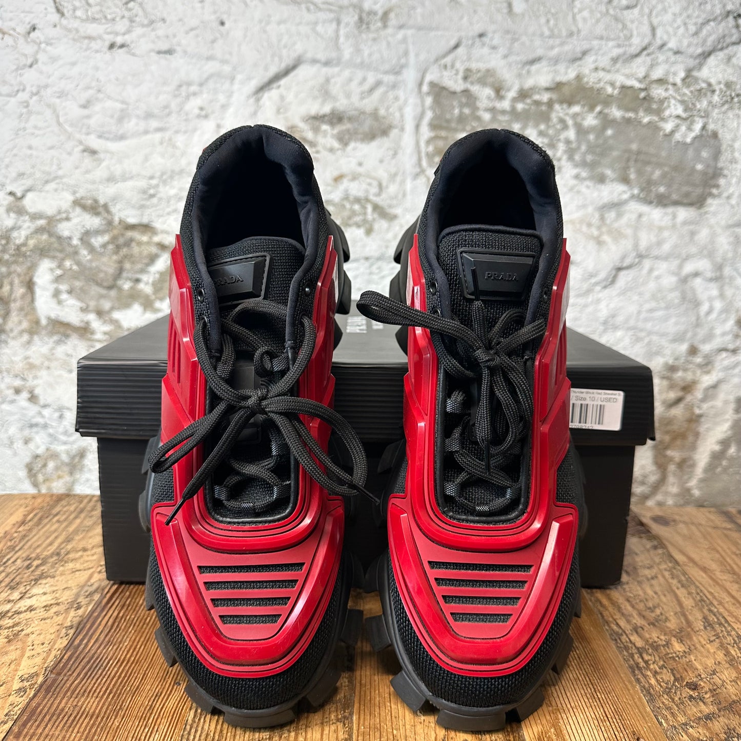 Prada Cloudbust Thunder Black Red Sneaker Sz 10